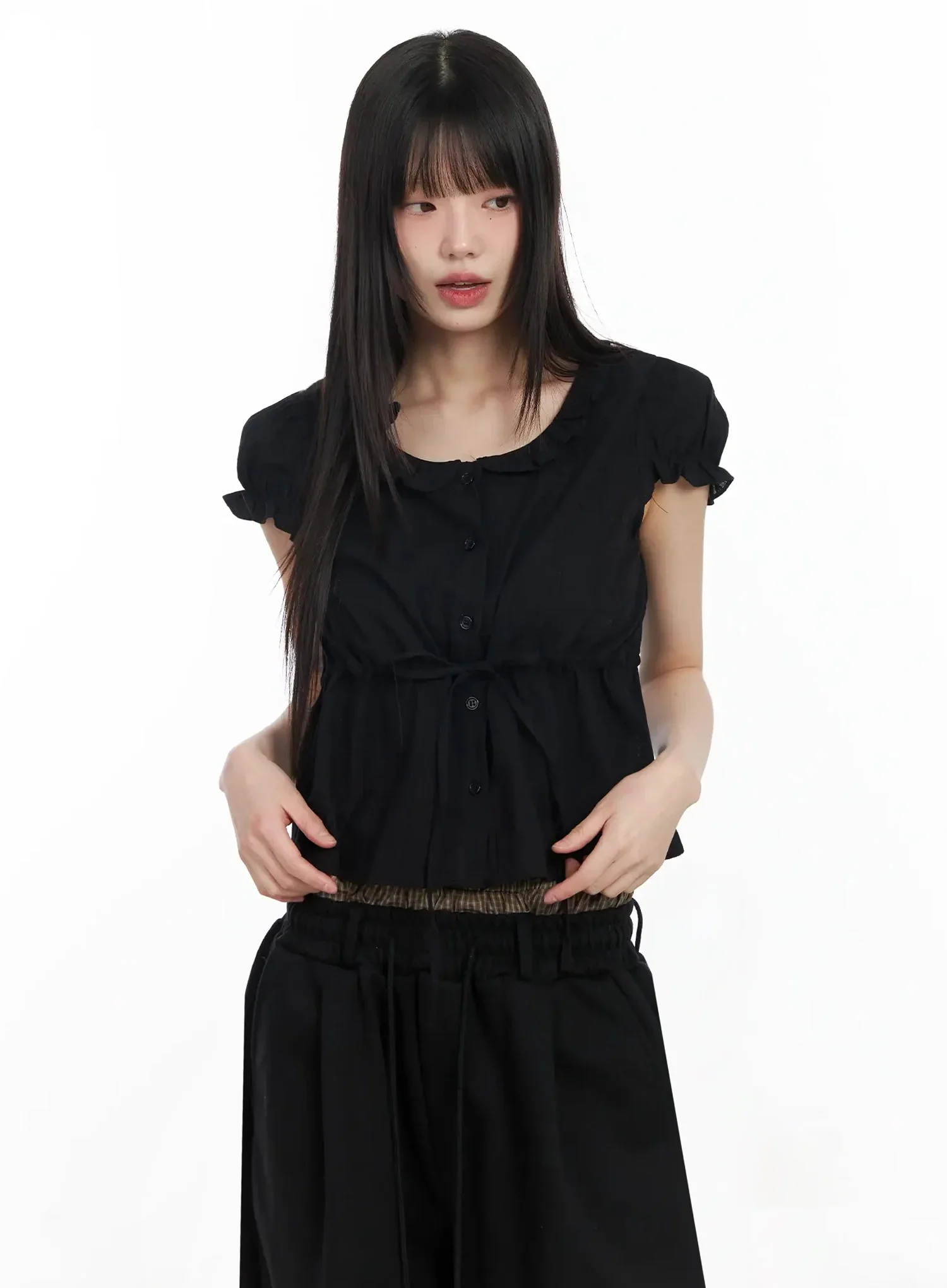 Ribbon Short Sleeve Blouse IM530 - Image 16