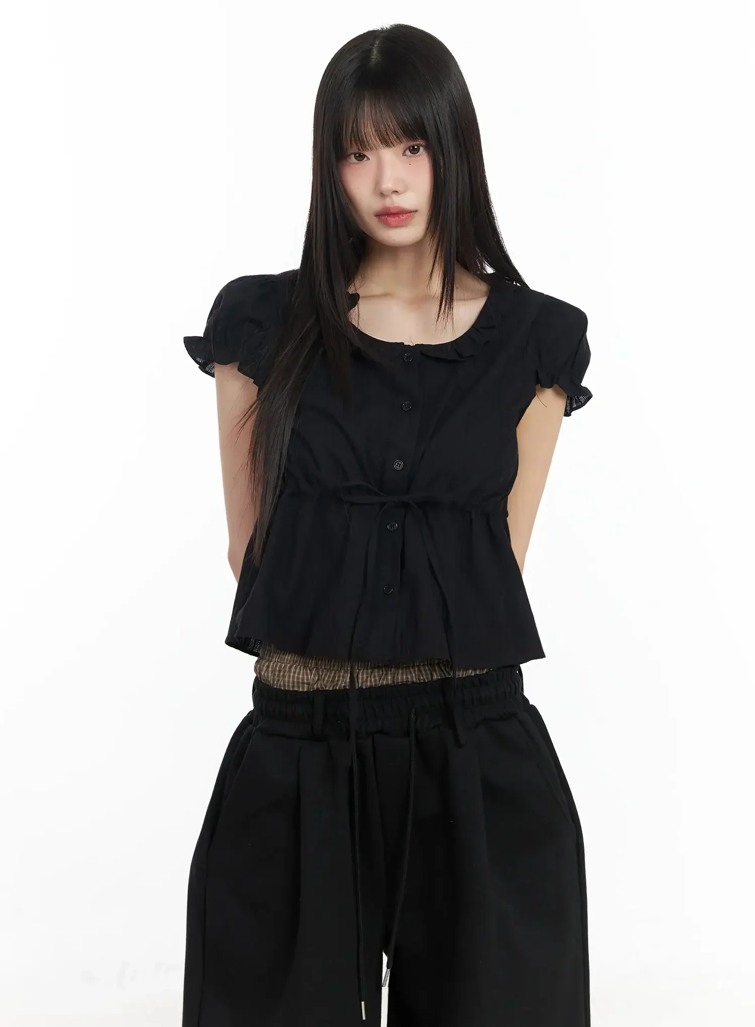 Ribbon Short Sleeve Blouse IM530 - Image 2