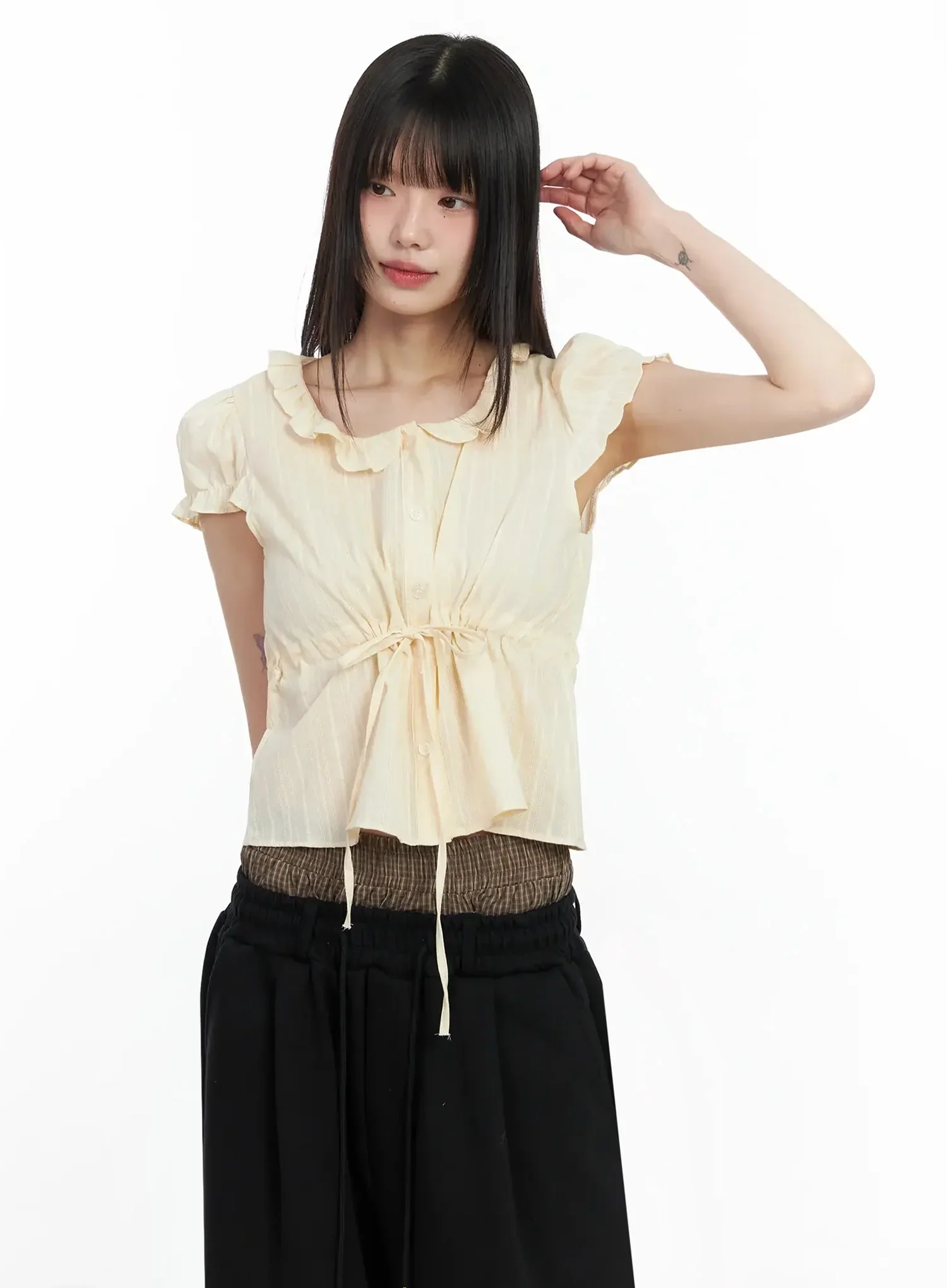 Ribbon Short Sleeve Blouse IM530 - Image 7