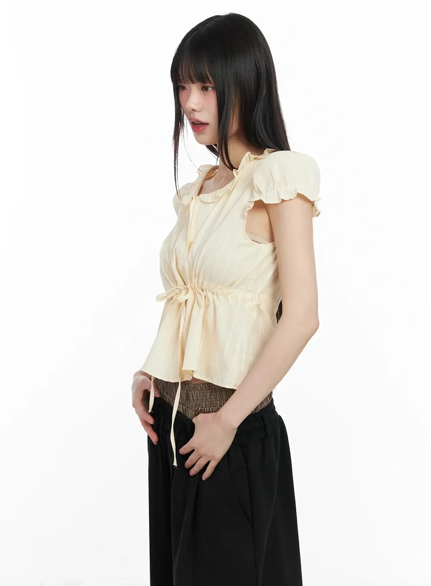 Ribbon Short Sleeve Blouse IM530 - Image 8