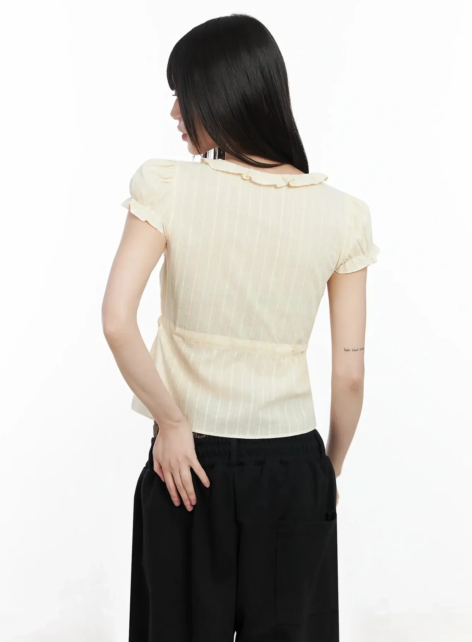 Ribbon Short Sleeve Blouse IM530 - Image 9