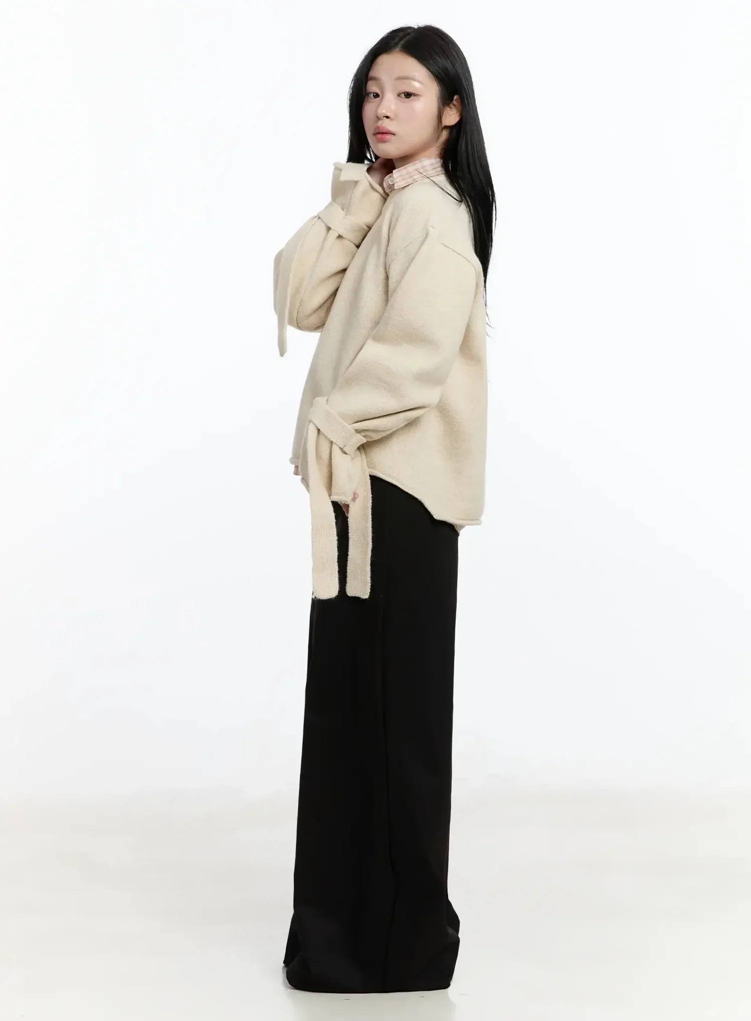 Ribbon Sleeve Knit Sweater IM513 - Image 10