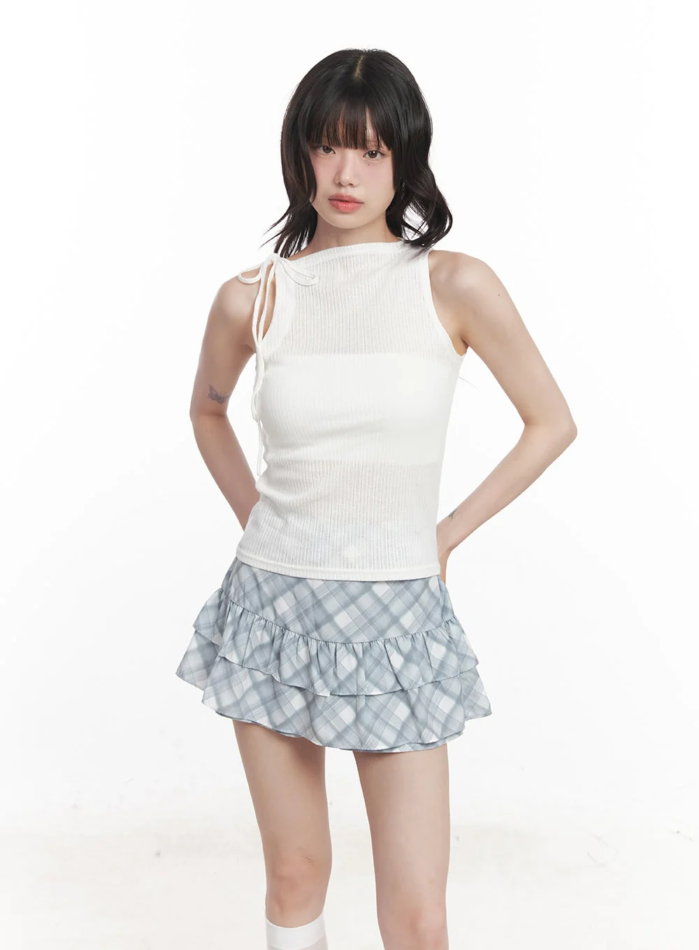 Ribbon-Tie Asymmetric Halter Top CY521 - Image 10