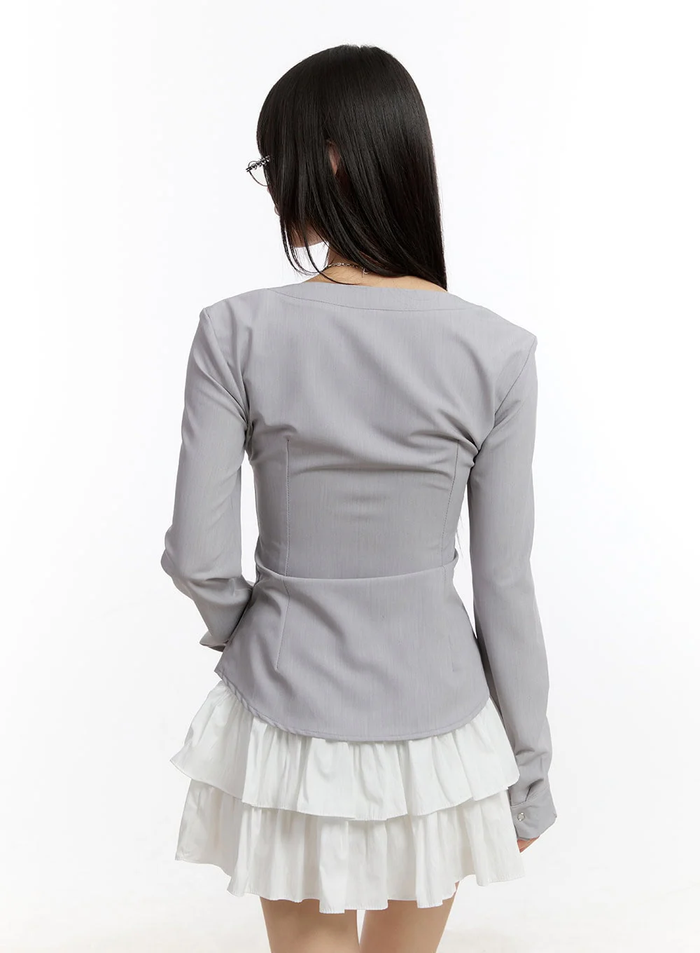 Ribbon Tie V-Neck Blouse Top CA509 - Image 4