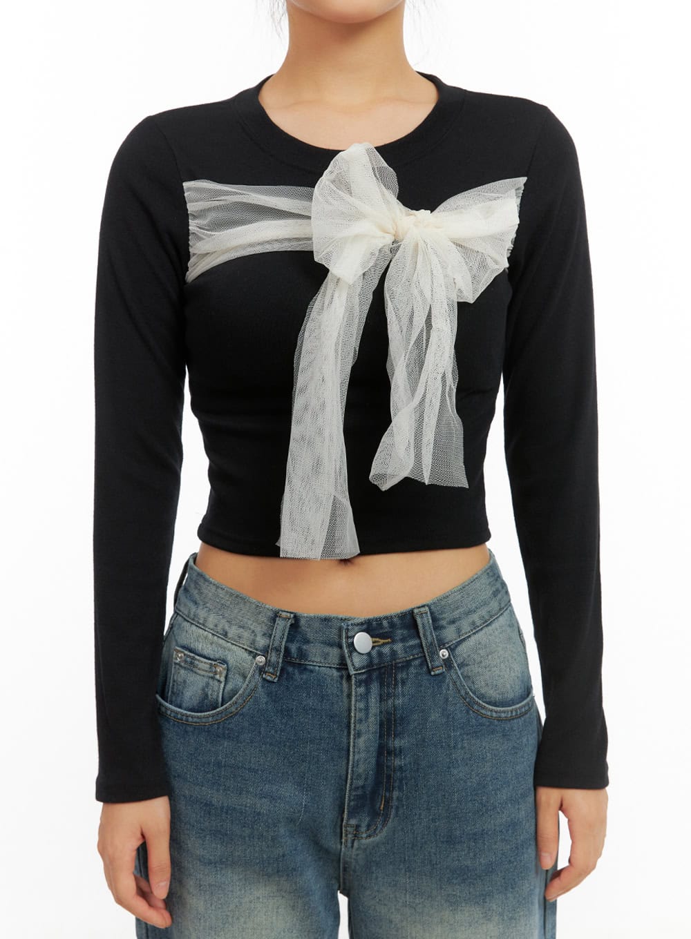 Ribbon Tied Long Sleeve Top IS402 - Image 3