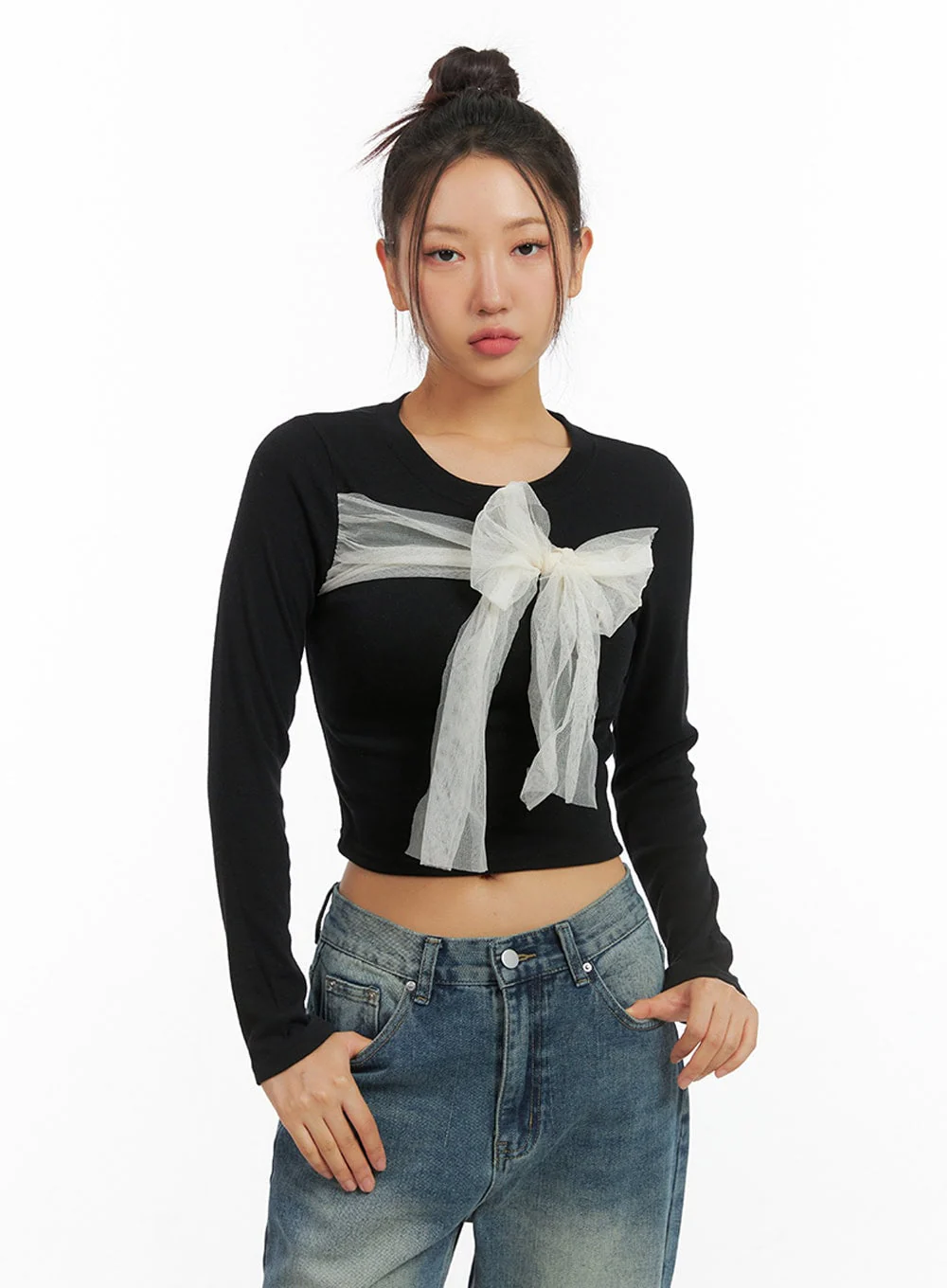 Ribbon Tied Long Sleeve Top IS402 - Image 4