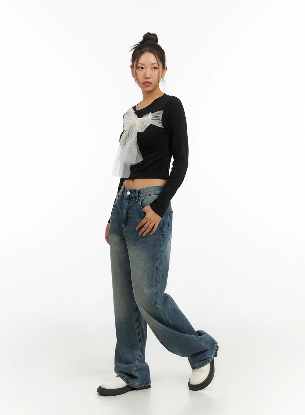 Ribbon Tied Long Sleeve Top IS402 - Image 7