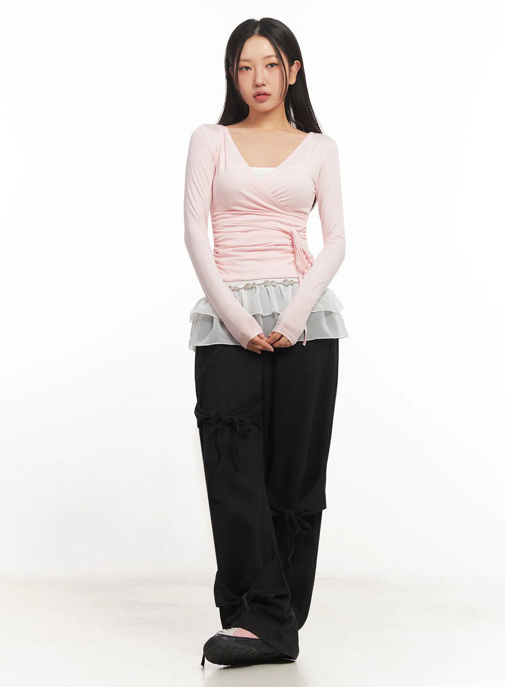 Ribbon Wide-Leg Sweatpants IA524 - Image 3