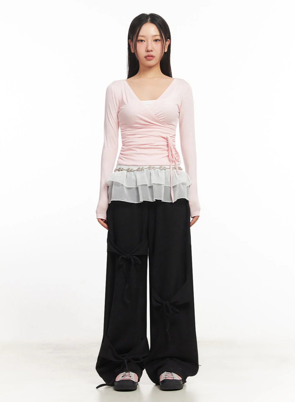 Ribbon Wide-Leg Sweatpants IA524 - Image 4