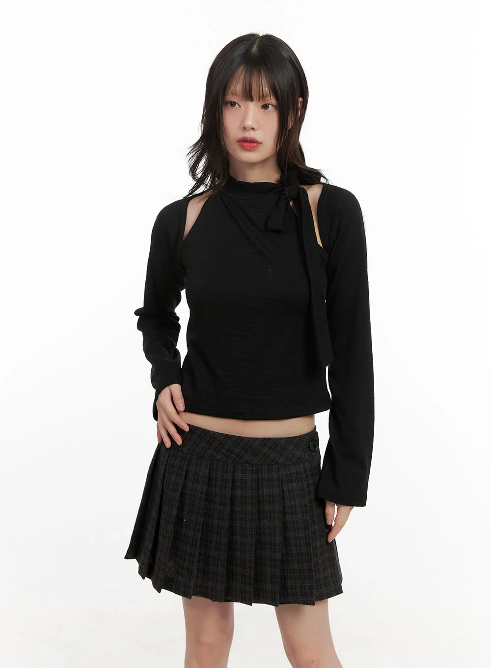Ribboned Bolero High-Neck Crop Top Set CJ501 - Image 10