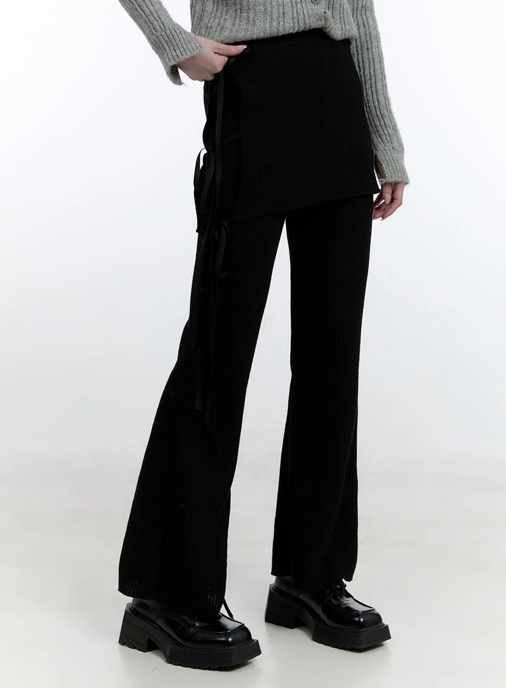 Ribboned Layered Skirt Pants Set CJ520
