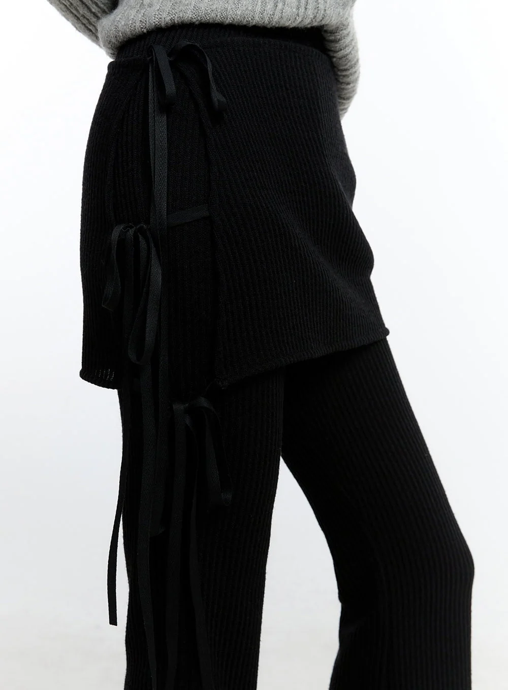 Ribboned Layered Skirt Pants Set CJ520 - Image 3