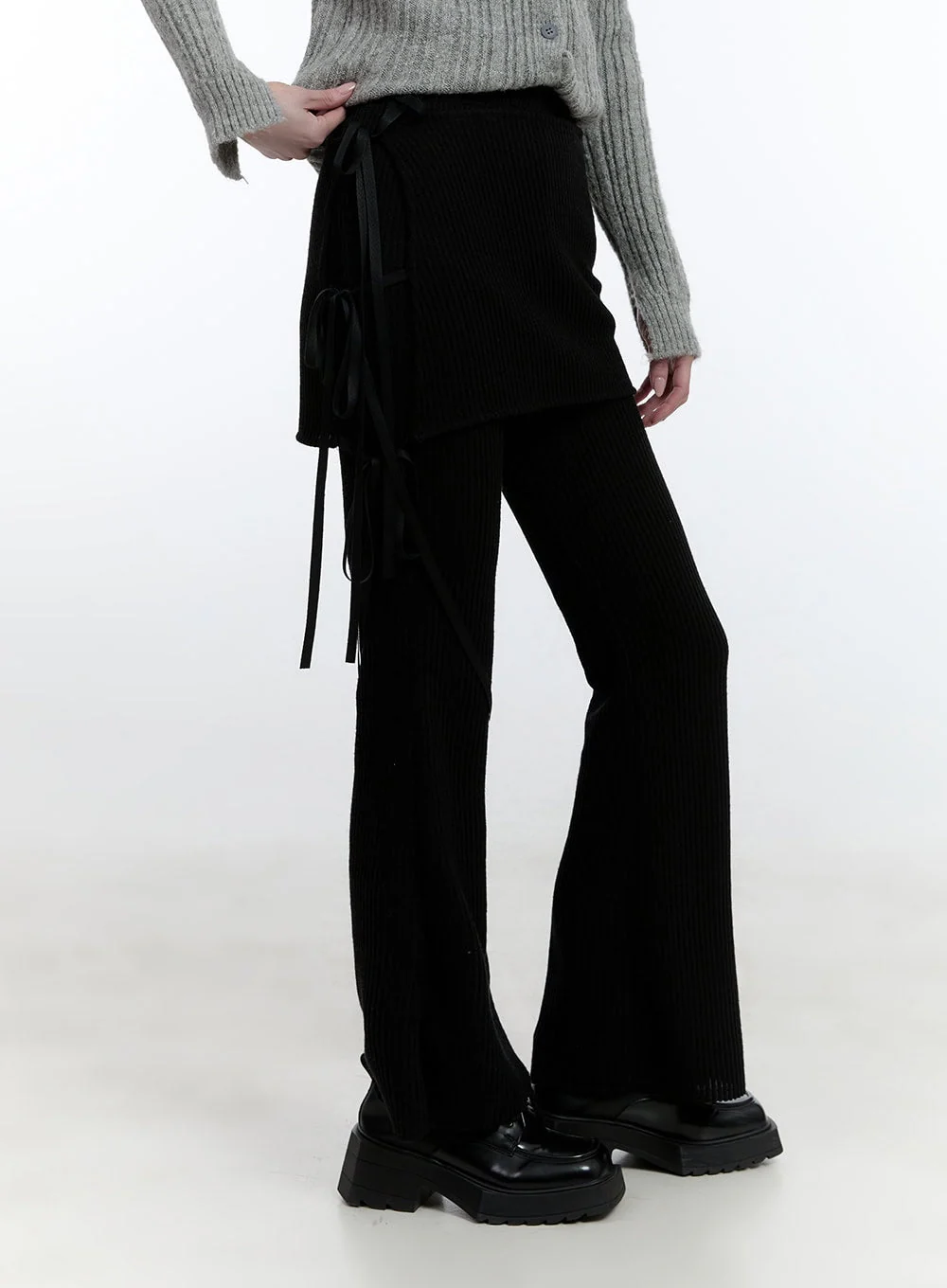 Ribboned Layered Skirt Pants Set CJ520 - Image 4