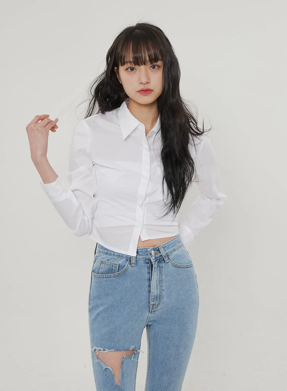 Ripped Bootcut Jeans BF306 - Image 10