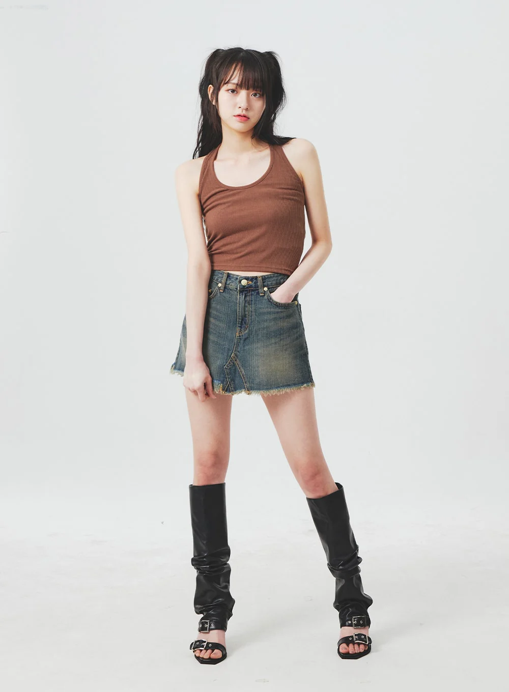 Ripped Denim Mini Skirt BA305 - Image 11