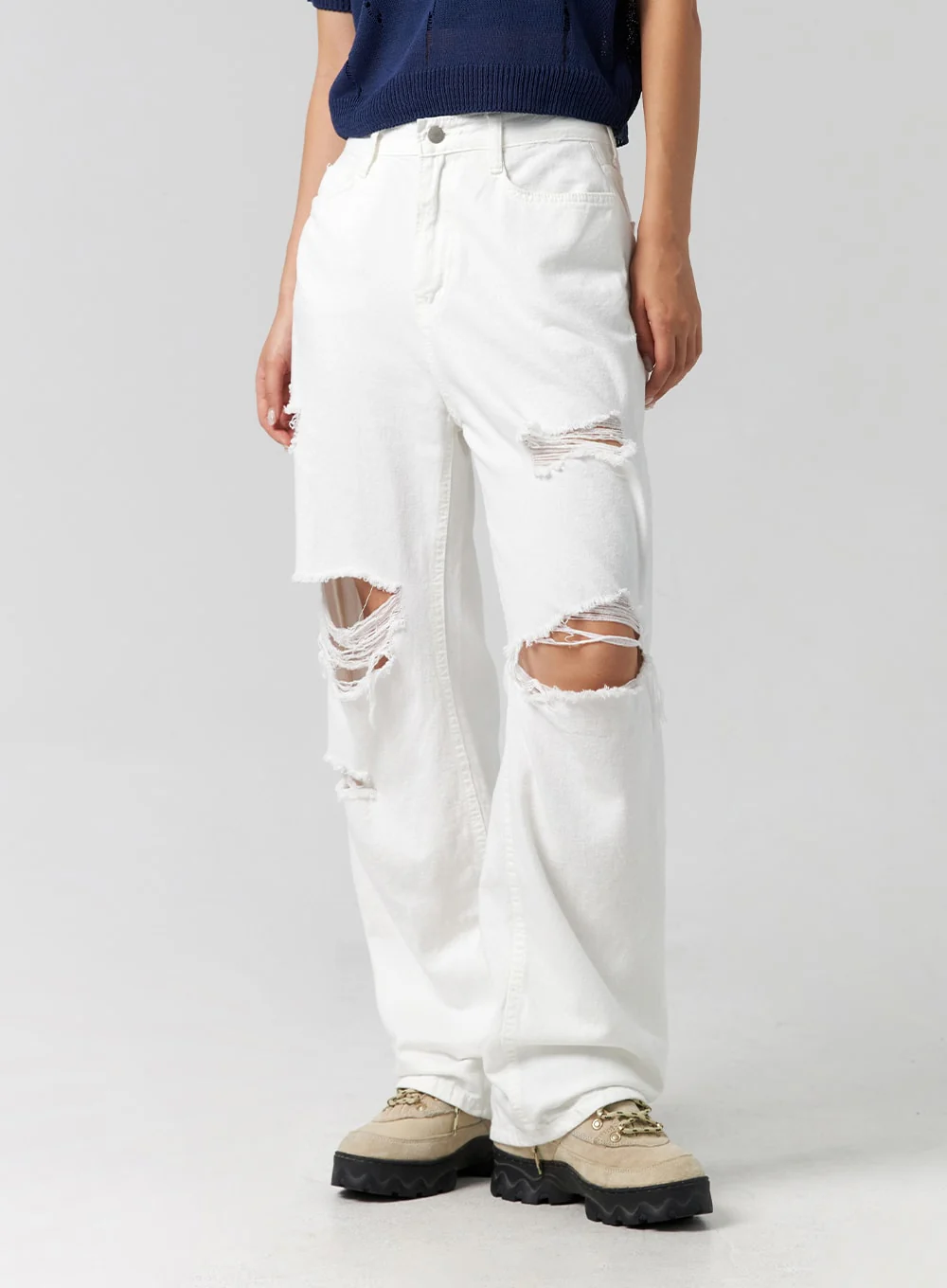 Ripped Wide Fit Cotton Pants CG310 - Image 9