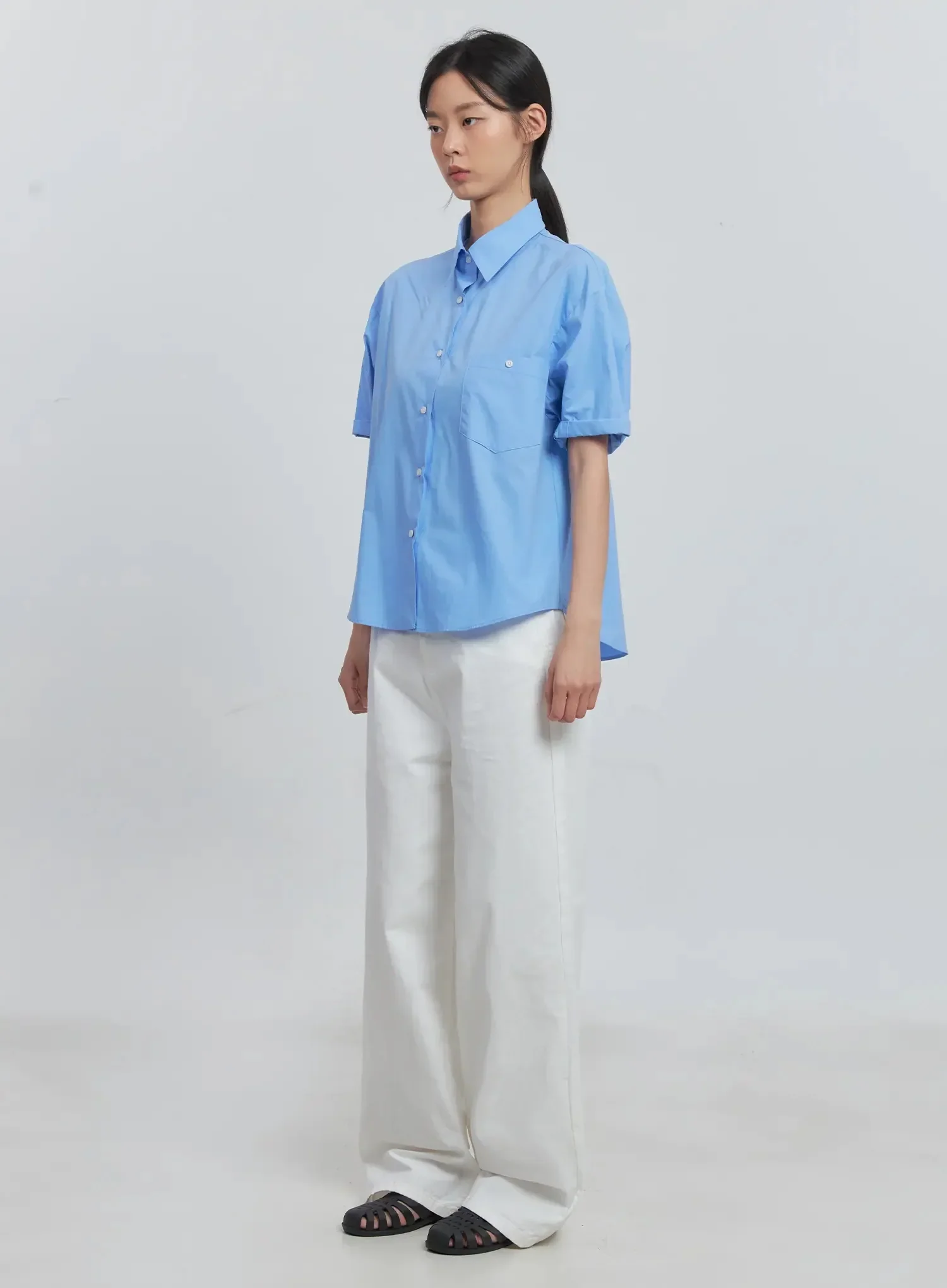 Roll-Up Short-Sleeve Collared Shirt IU512 - Image 10