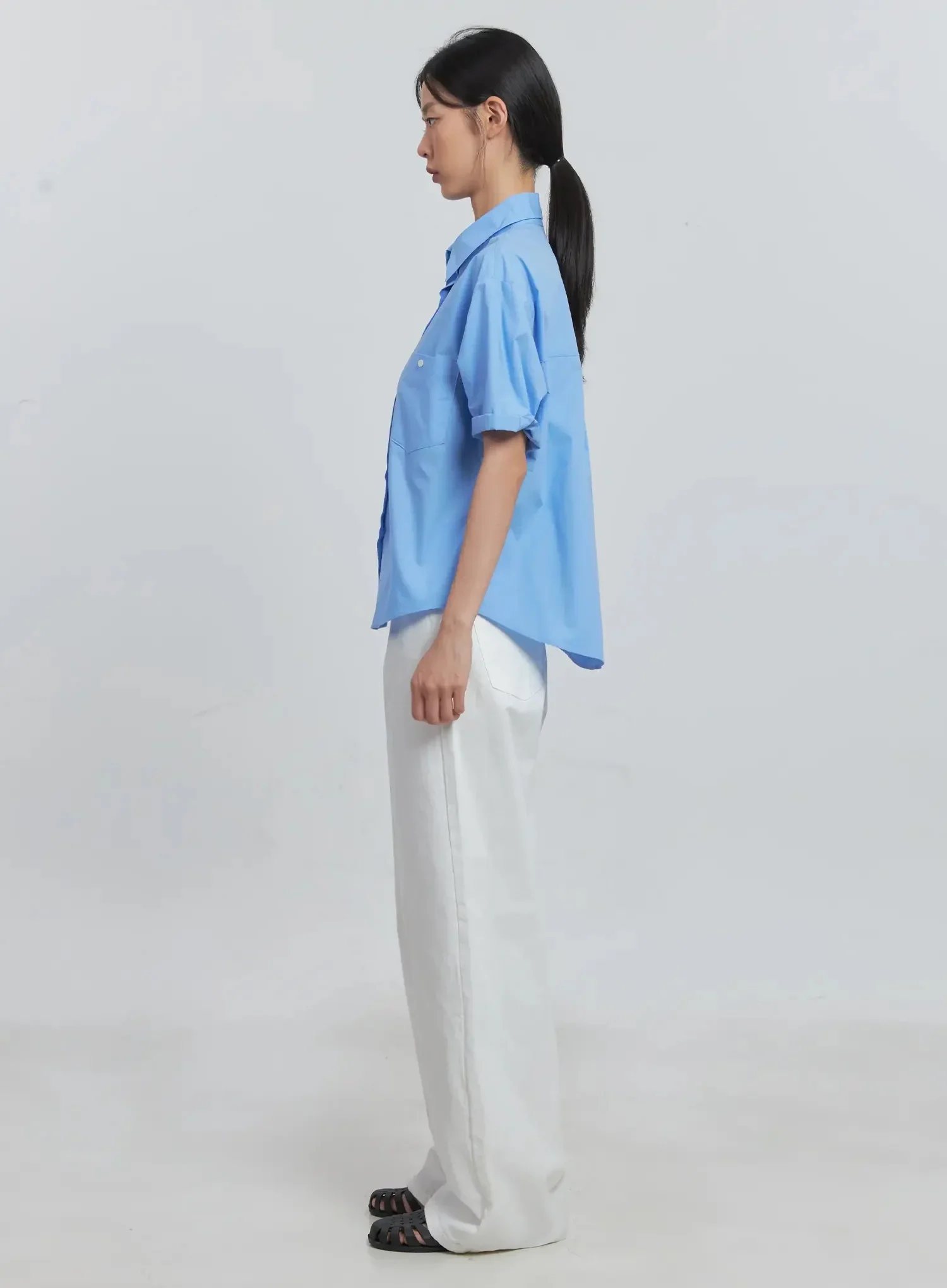 Roll-Up Short-Sleeve Collared Shirt IU512 - Image 11