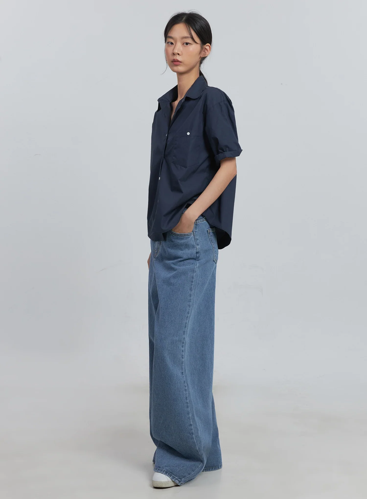 Roll-Up Short-Sleeve Collared Shirt IU512 - Image 16