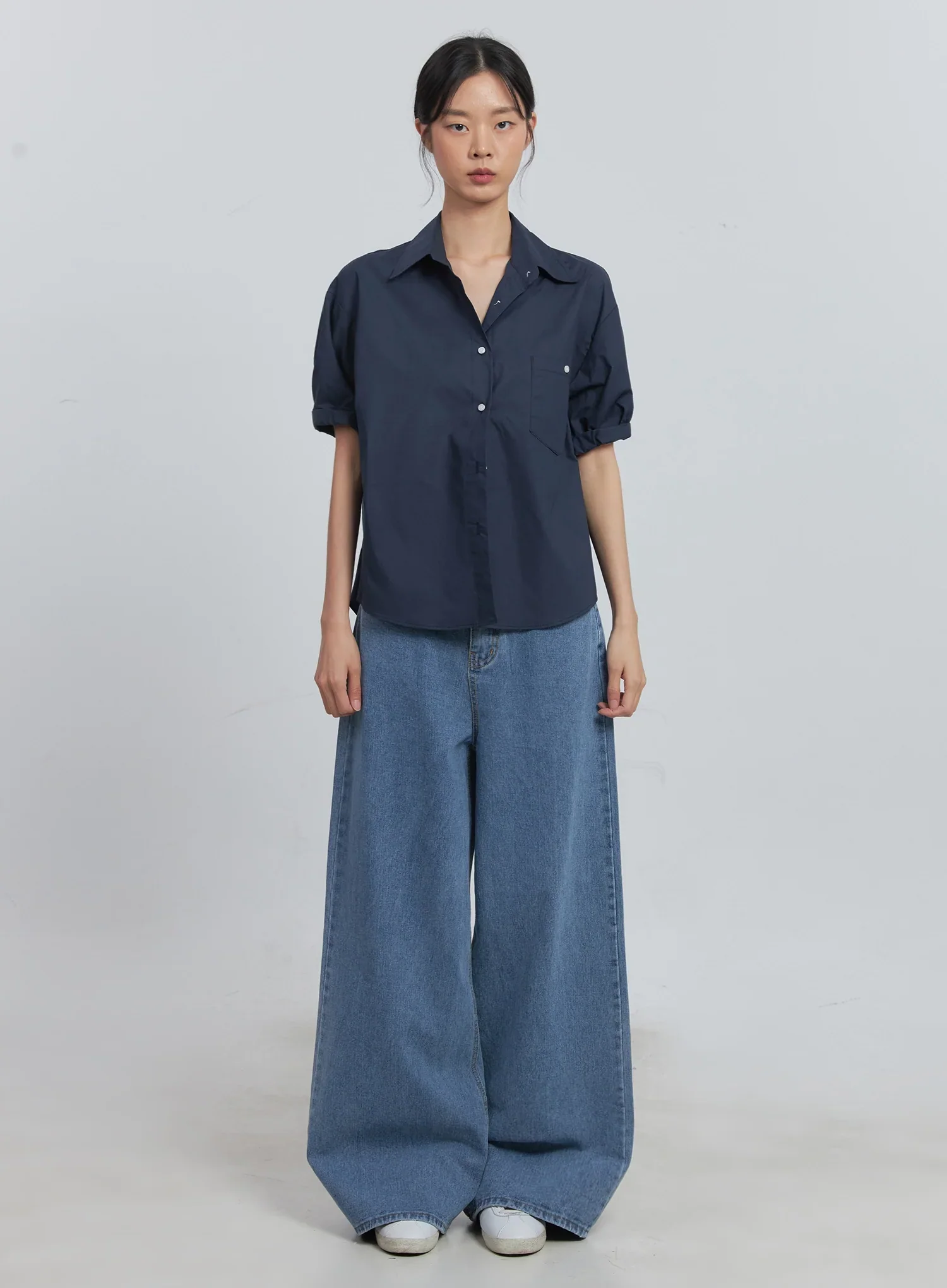 Roll-Up Short-Sleeve Collared Shirt IU512 - Image 20