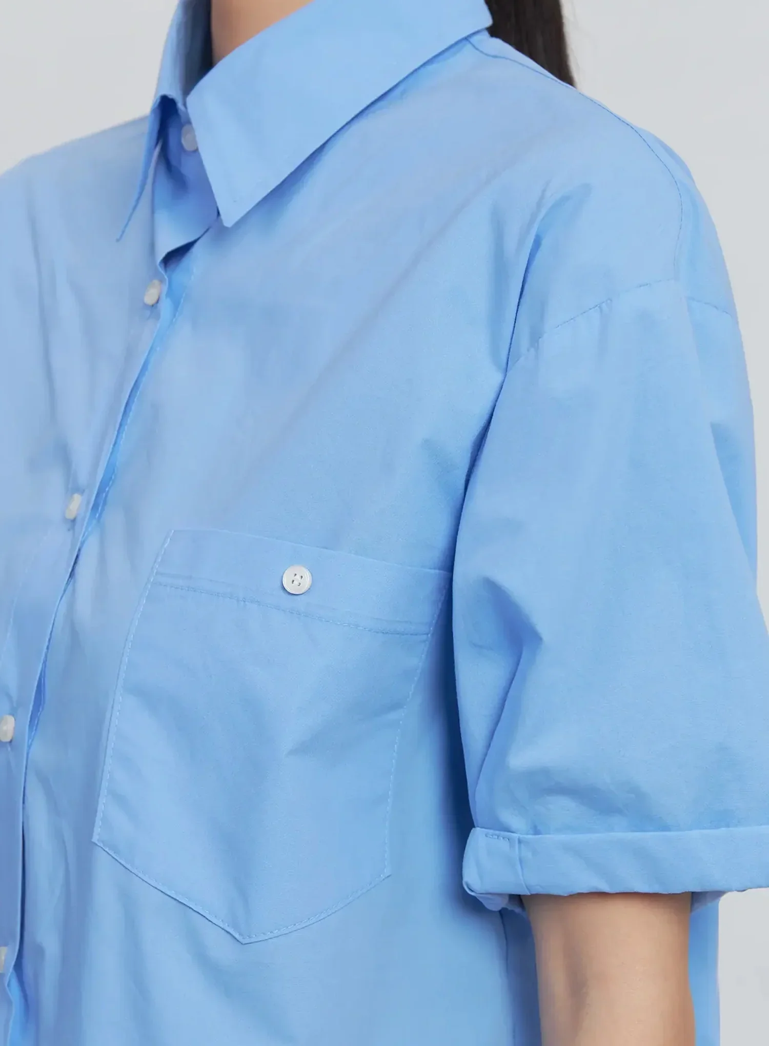 Roll-Up Short-Sleeve Collared Shirt IU512 - Image 3