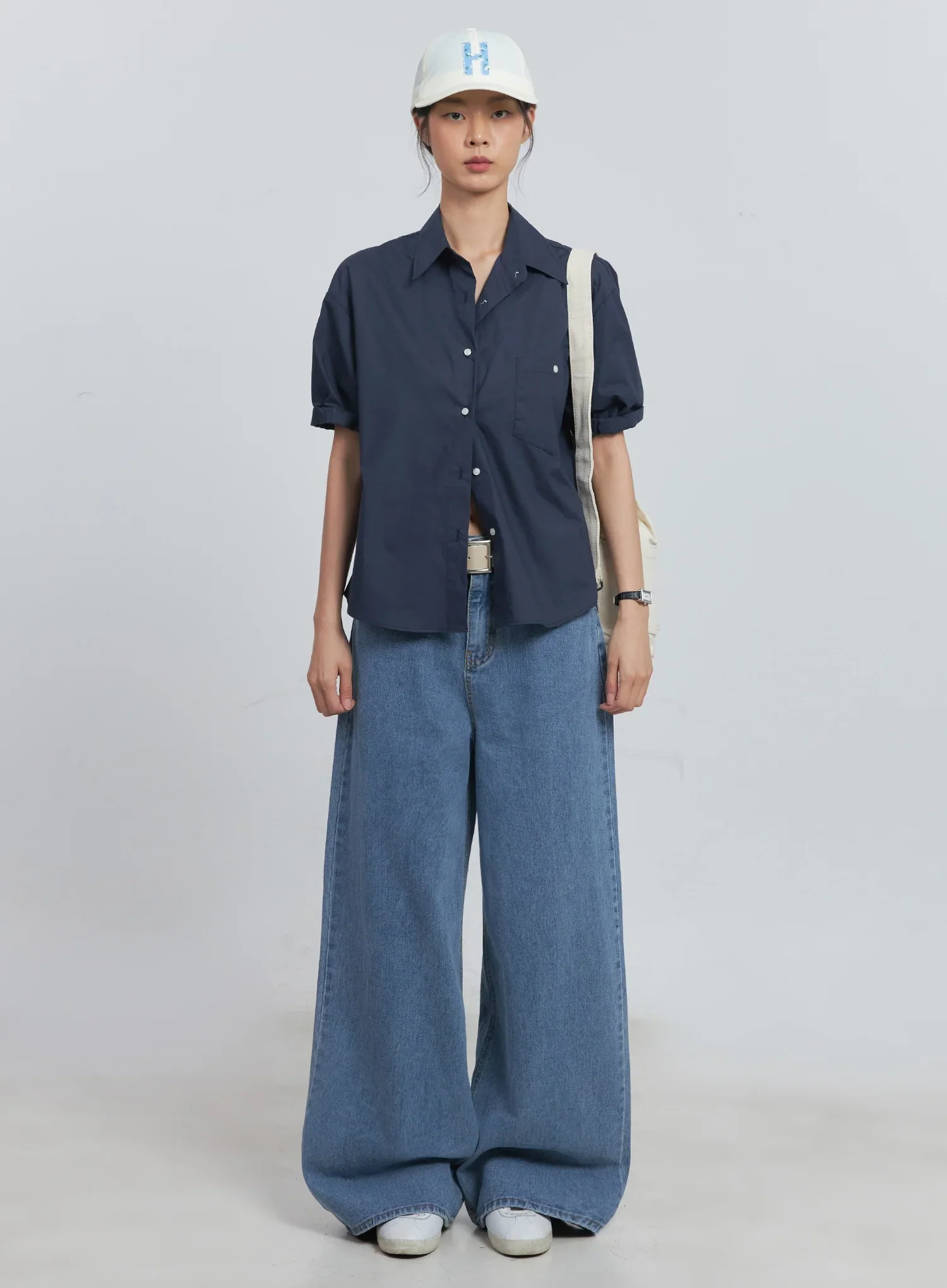 Roll-Up Short-Sleeve Collared Shirt IU512 - Image 38
