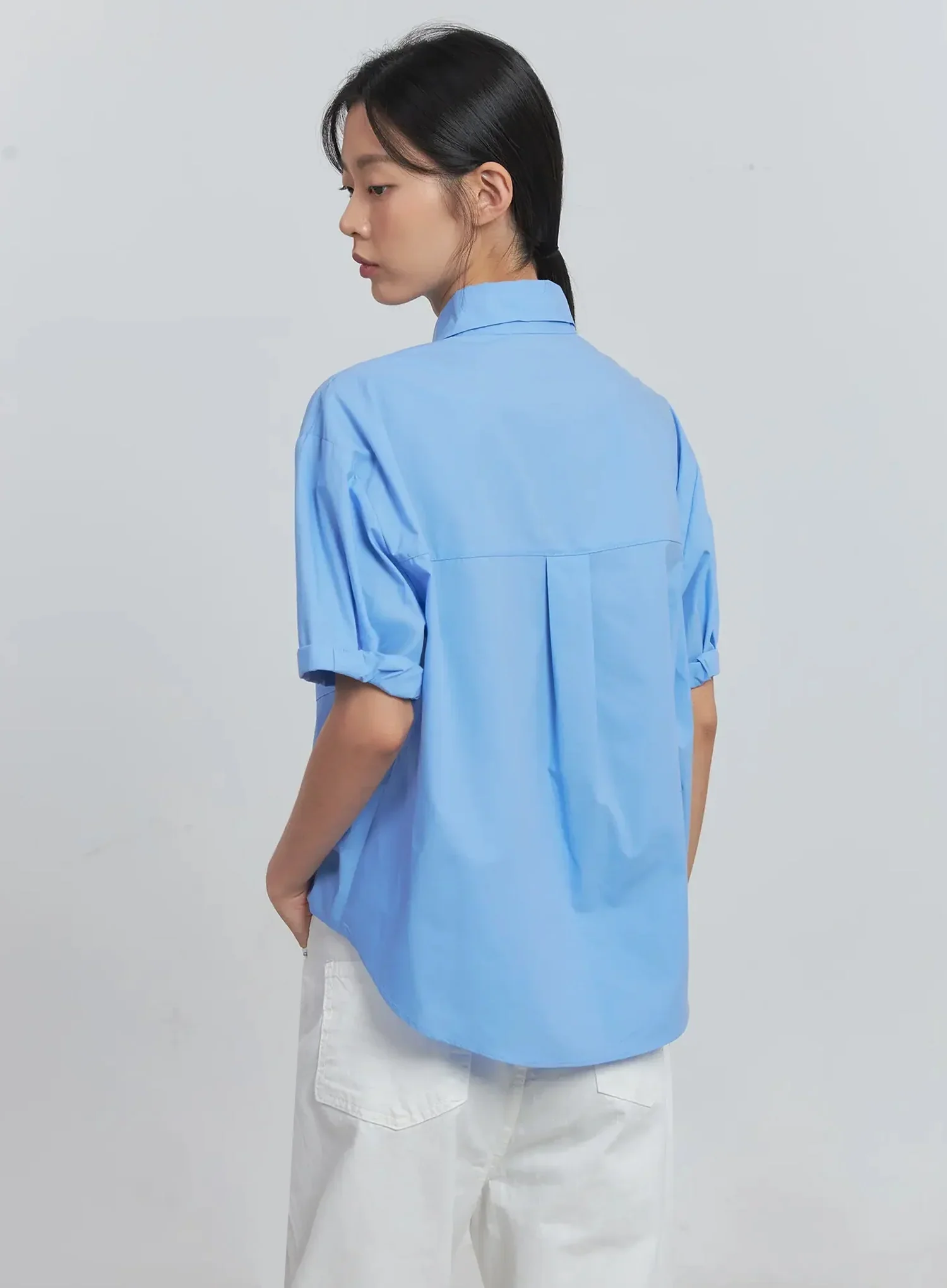 Roll-Up Short-Sleeve Collared Shirt IU512 - Image 7