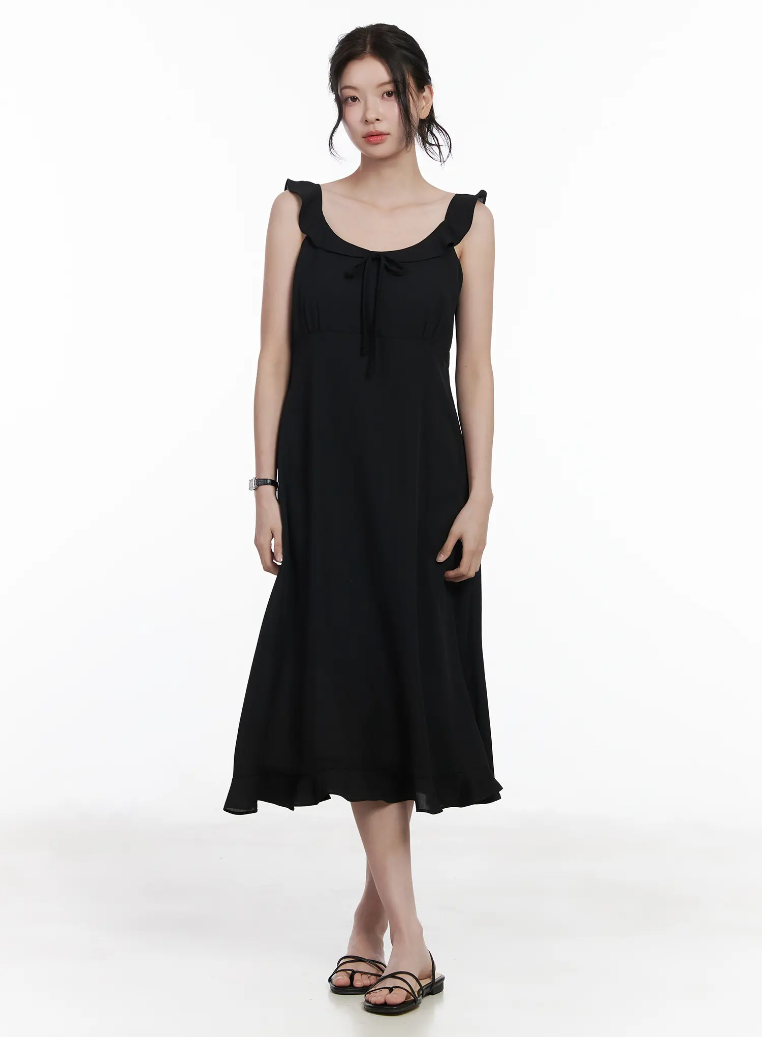Round Neck Frill Maxi Dress CA509 - Image 3