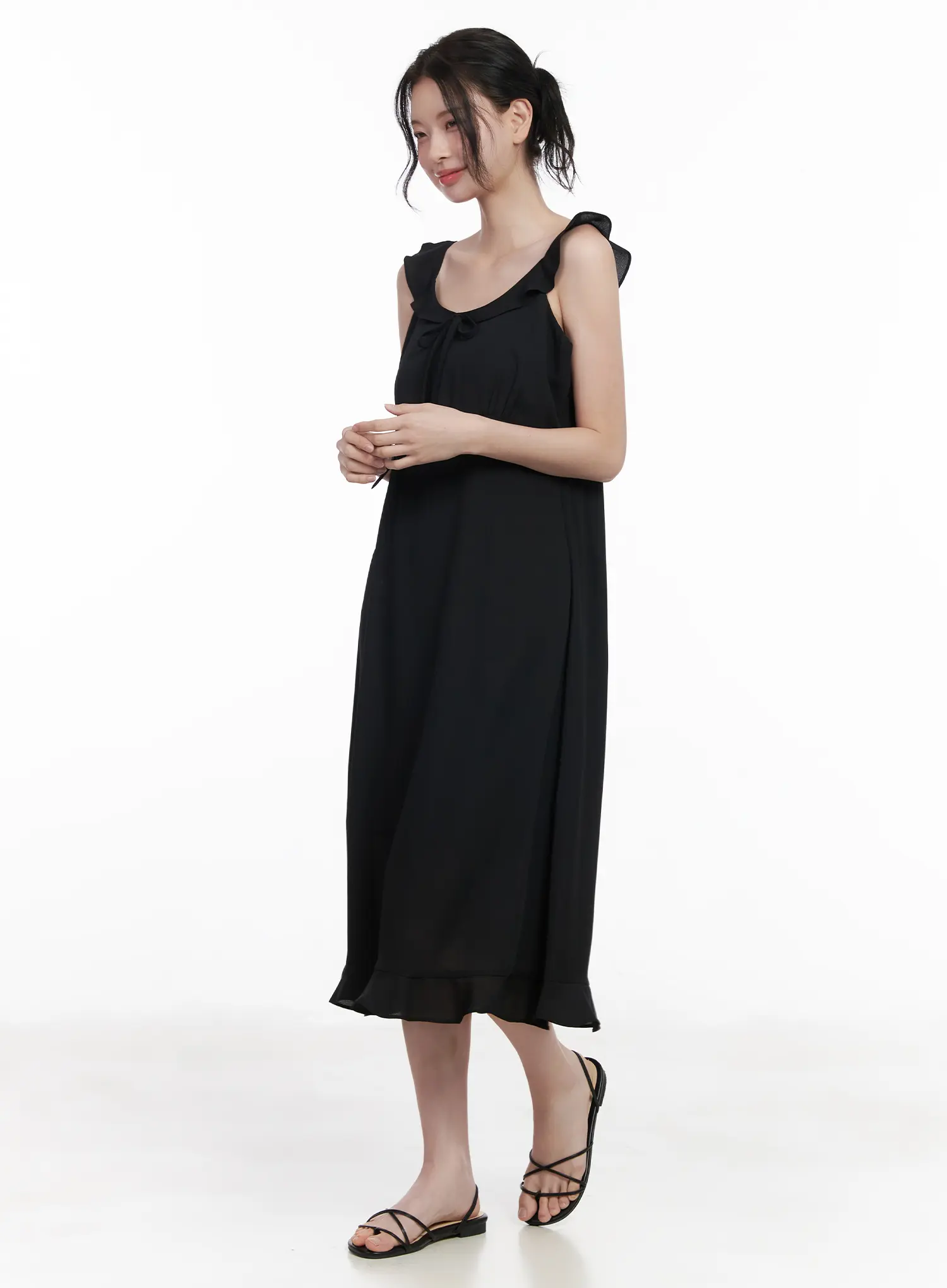 Round Neck Frill Maxi Dress CA509 - Image 8