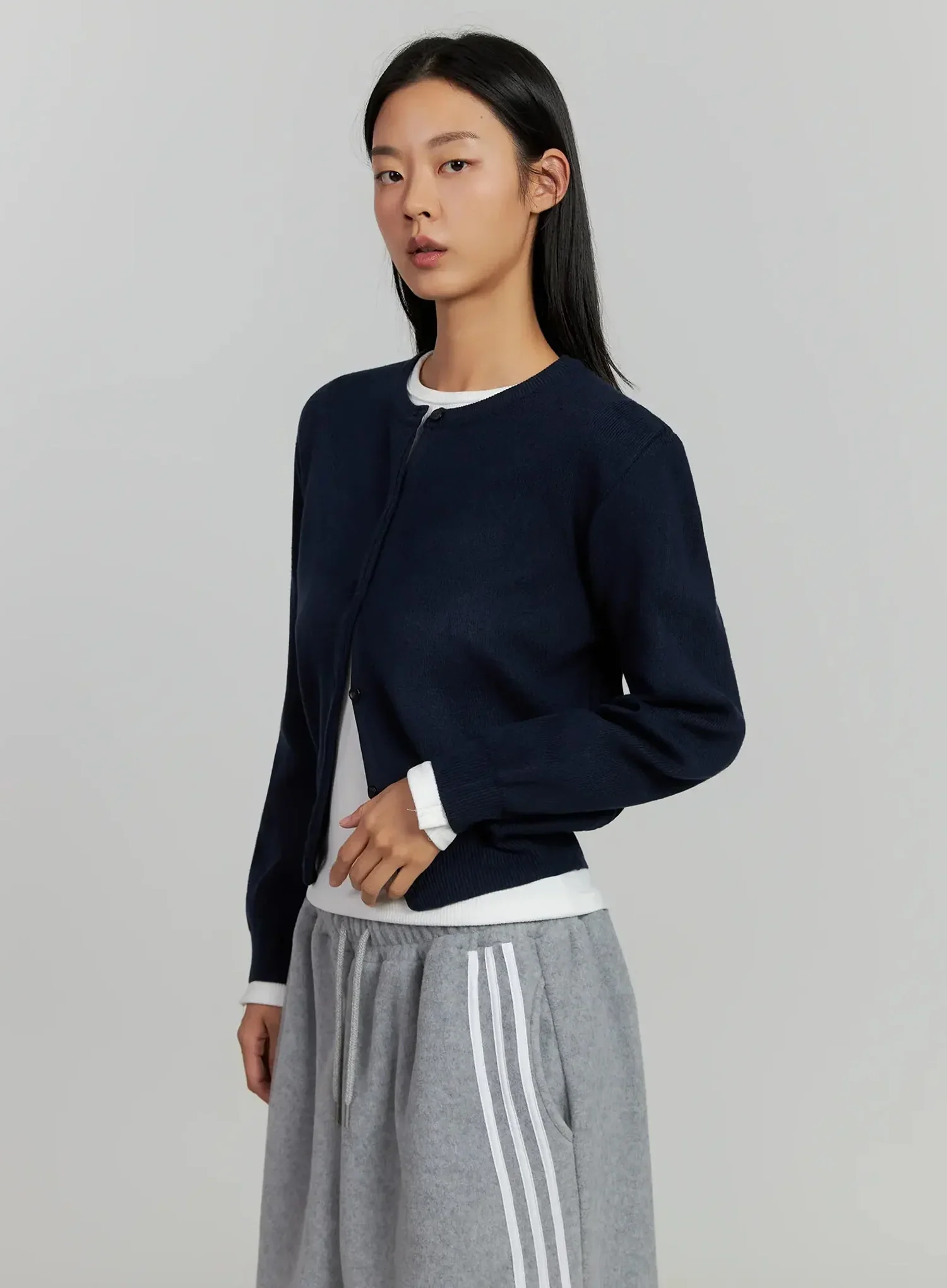 Round Neck Knit Cardigan IJ505 - Image 6