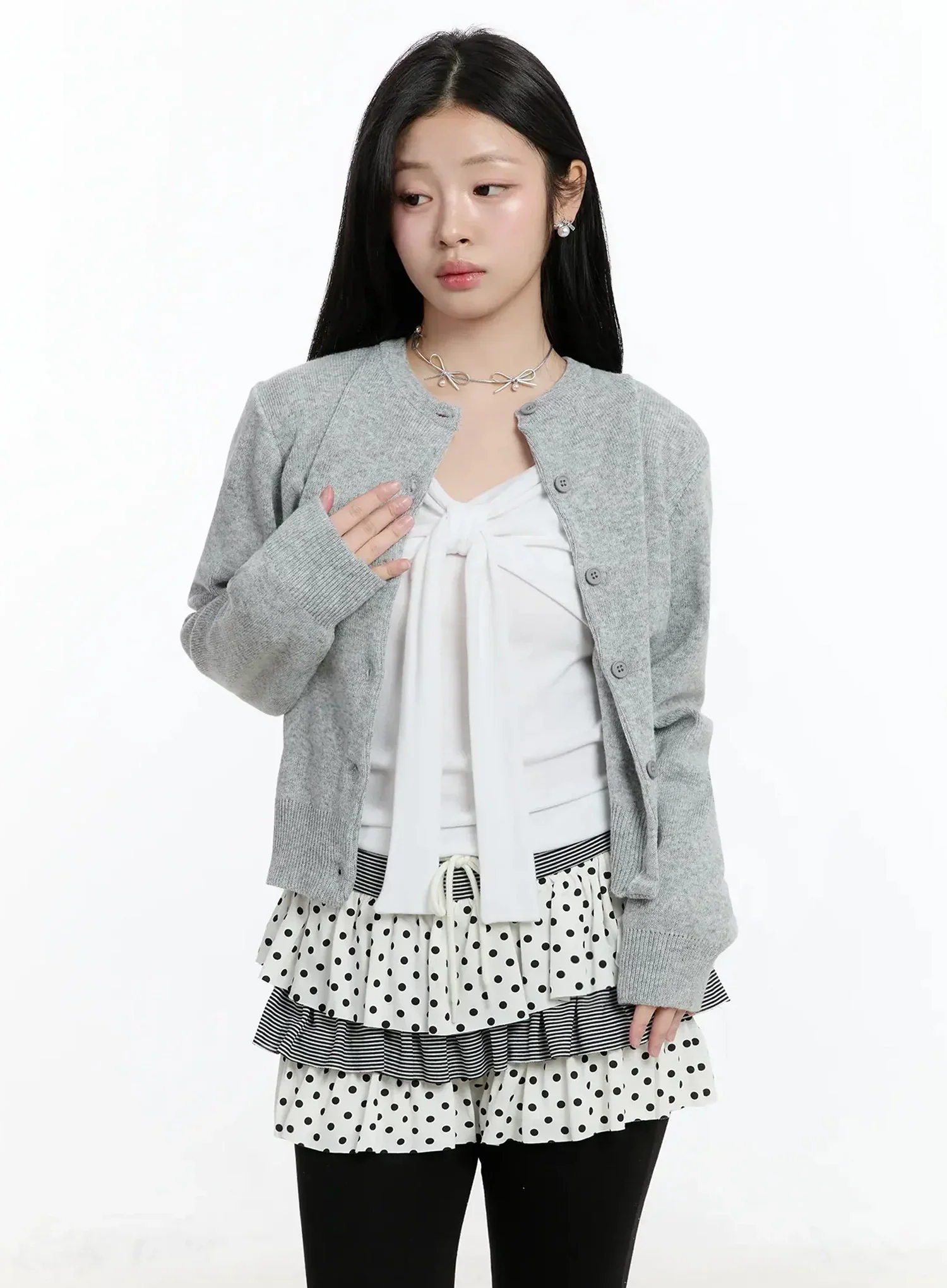 Round Neck Knit Cardigan IM519 - Image 15