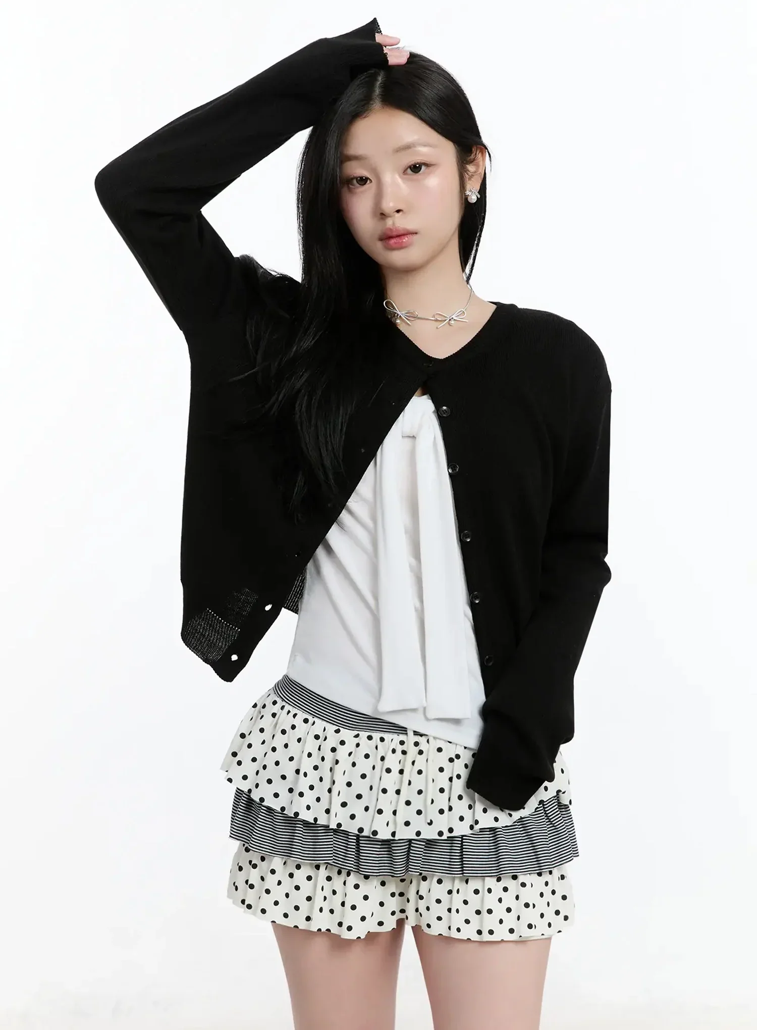 Round Neck Knit Cardigan IM519 - Image 3