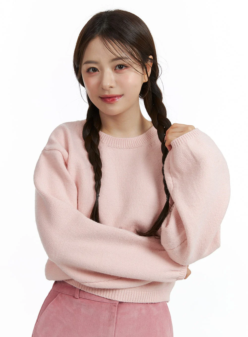Round Neck Knitted Long Sleeve Sweater OJ415 - Image 2