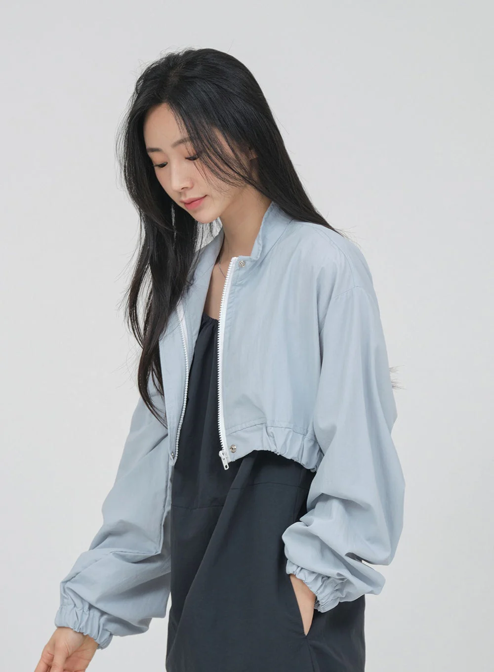 Round Neck Shirring Nylon Maxi Dress OA14 - Image 13