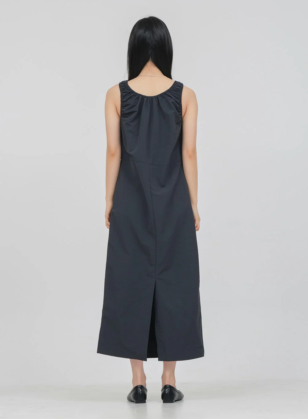 Round Neck Shirring Nylon Maxi Dress OA14 - Image 16