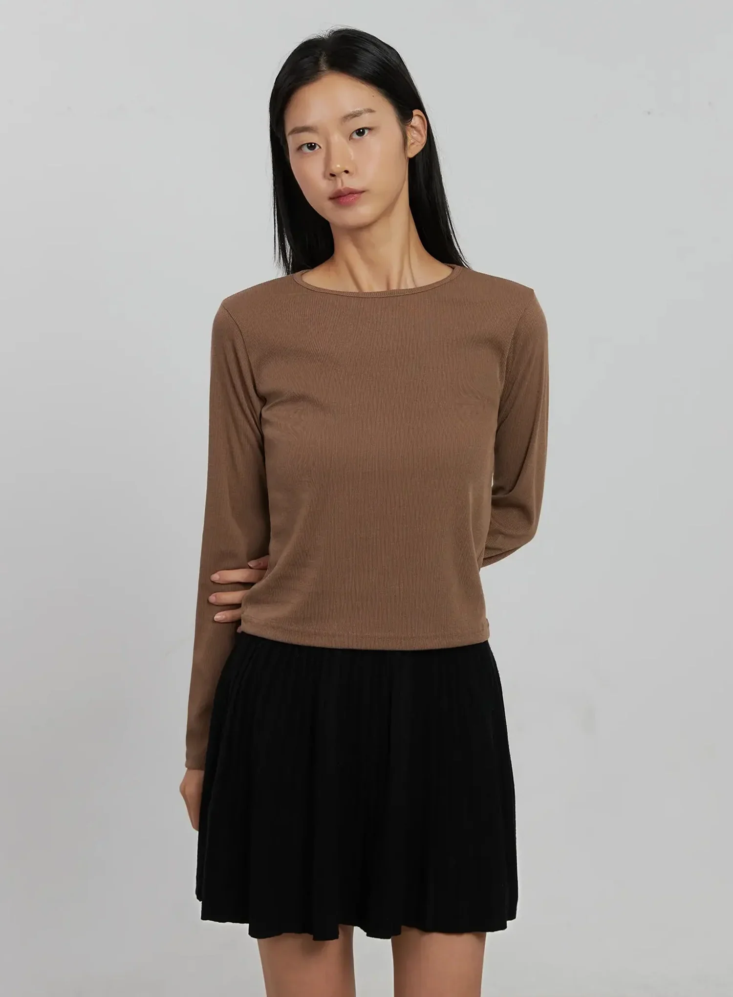 Round Ribbed Long Sleeve Top IJ508 - Image 3