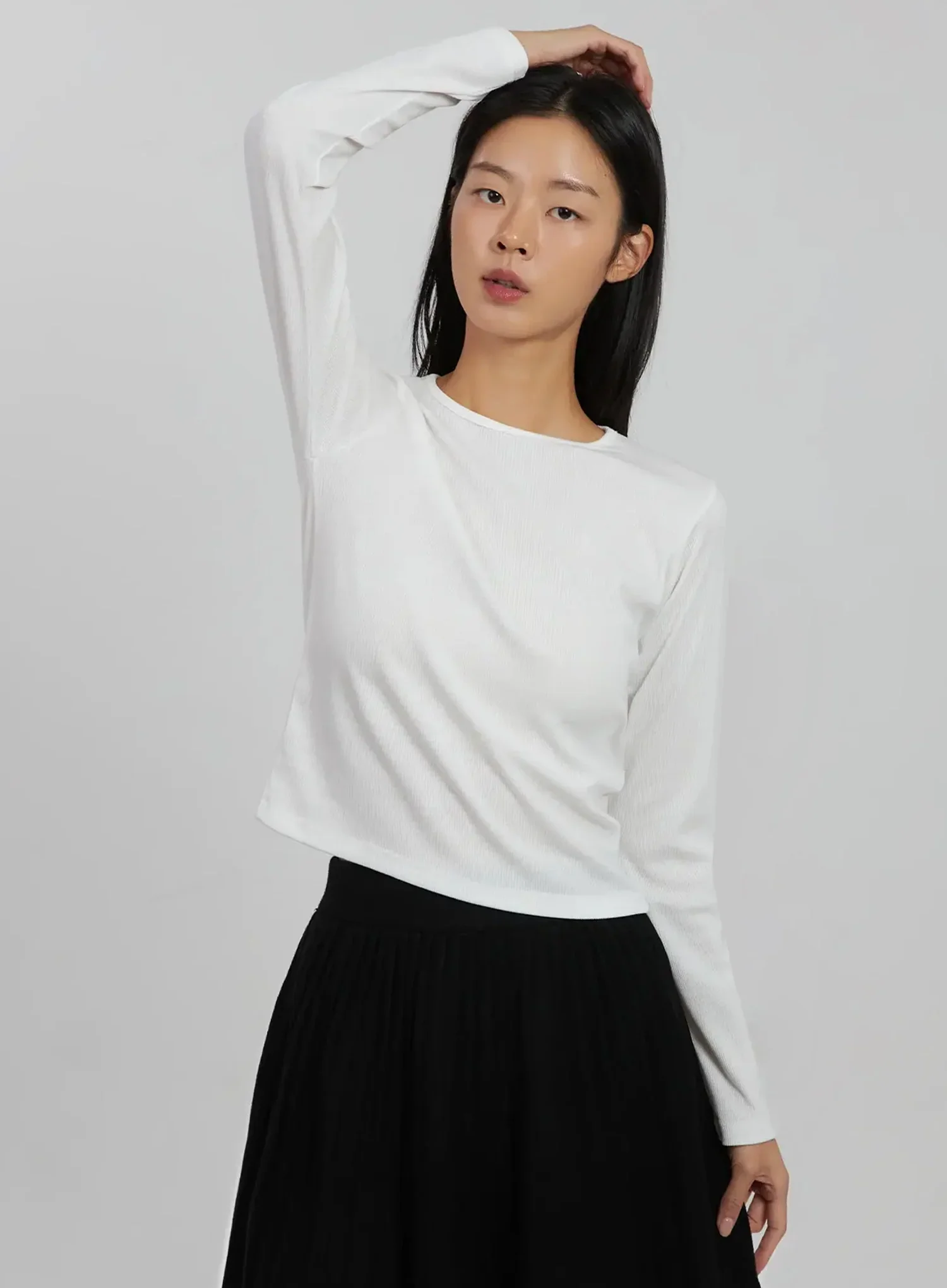 Round Ribbed Long Sleeve Top IJ508 - Image 4