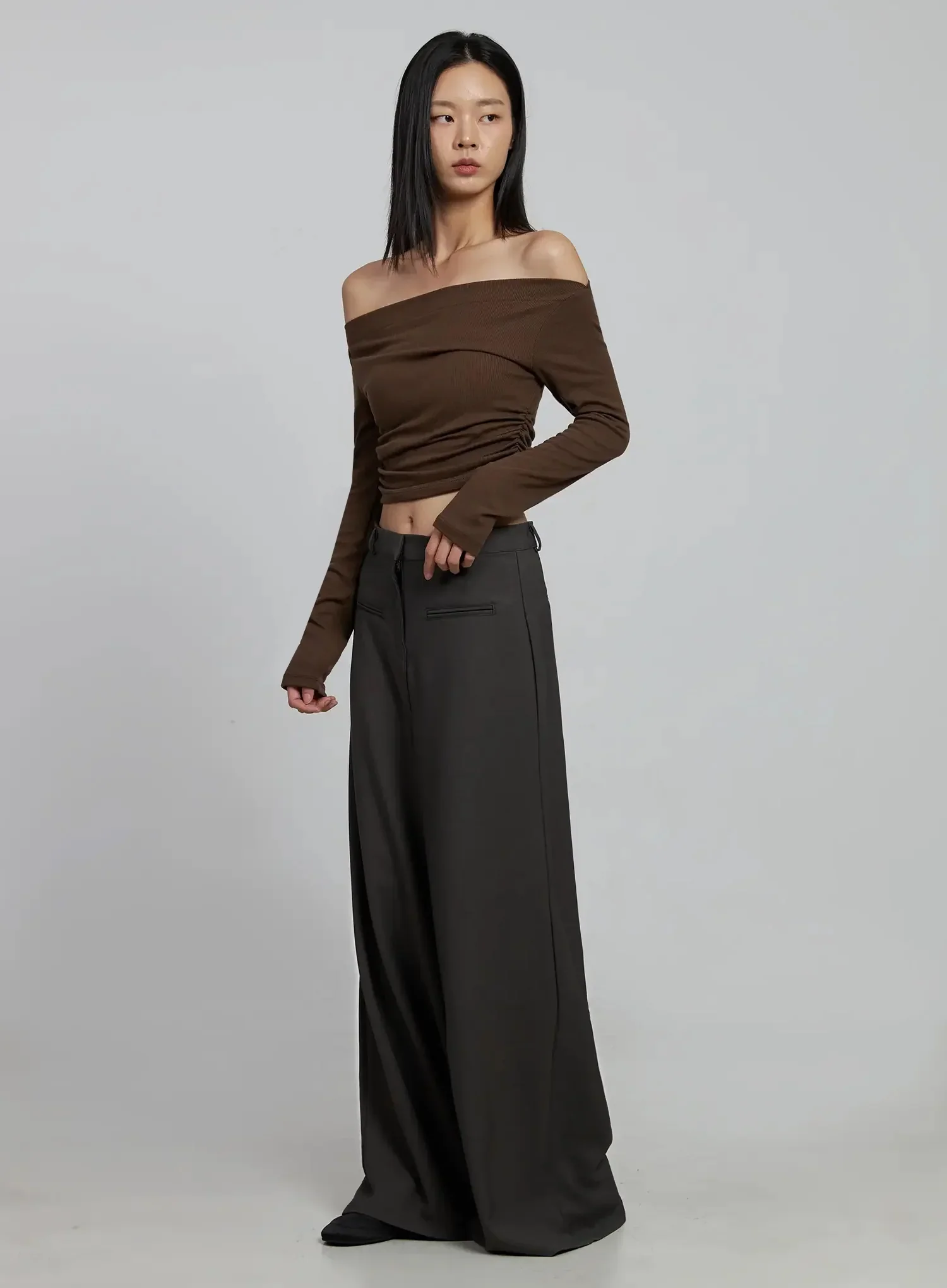 Ruched Off-Shoulder Crop Top IM520 - Image 11
