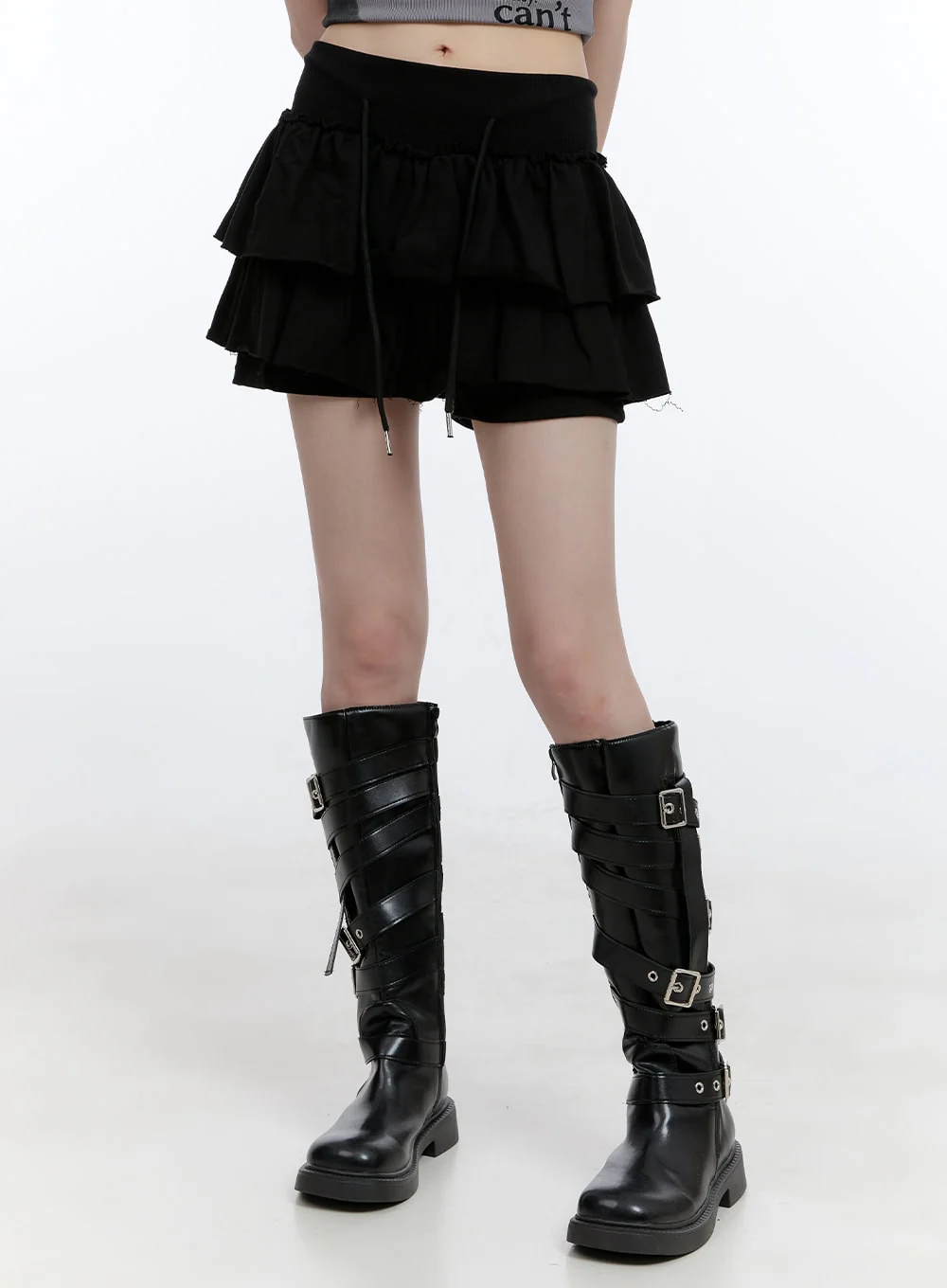 Ruffle Banded Cotton Mini Skirt CG412
