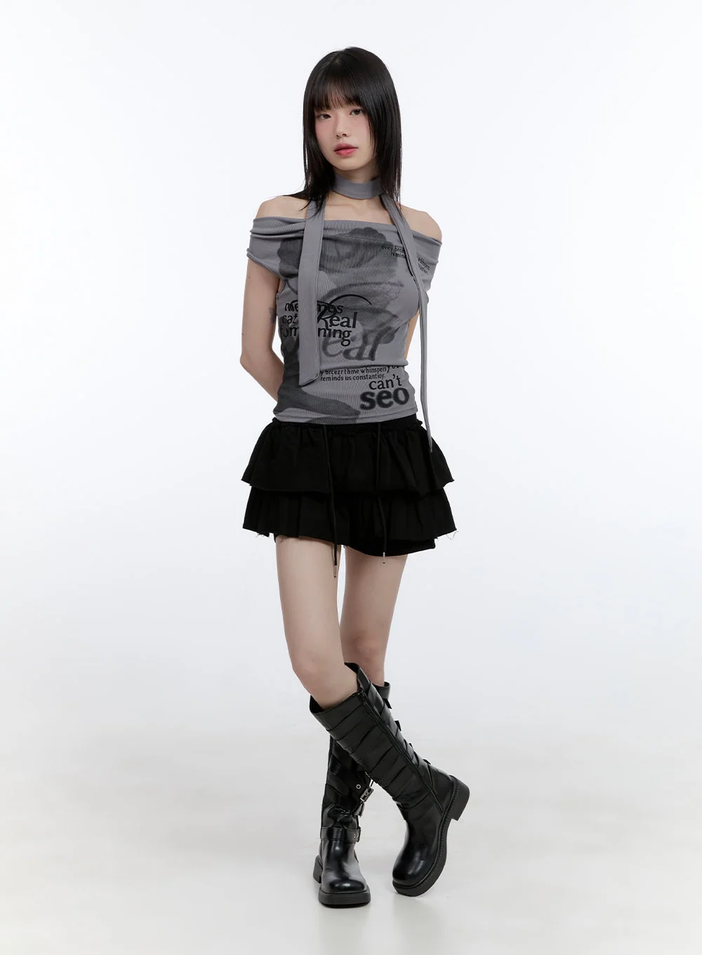 Ruffle Banded Cotton Mini Skirt CG412 - Image 2