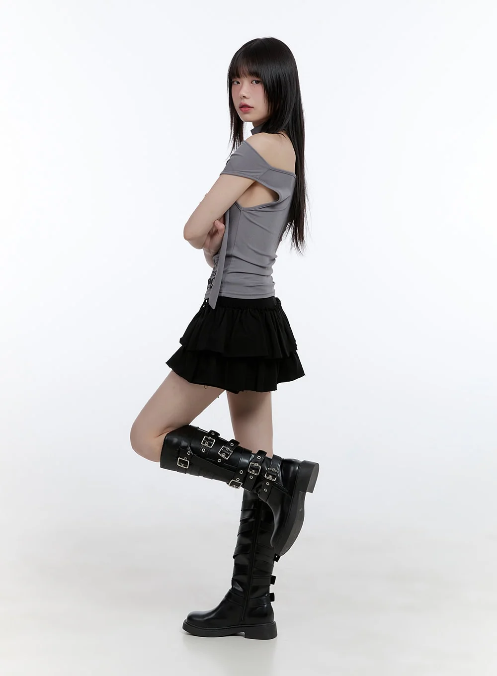Ruffle Banded Cotton Mini Skirt CG412 - Image 3