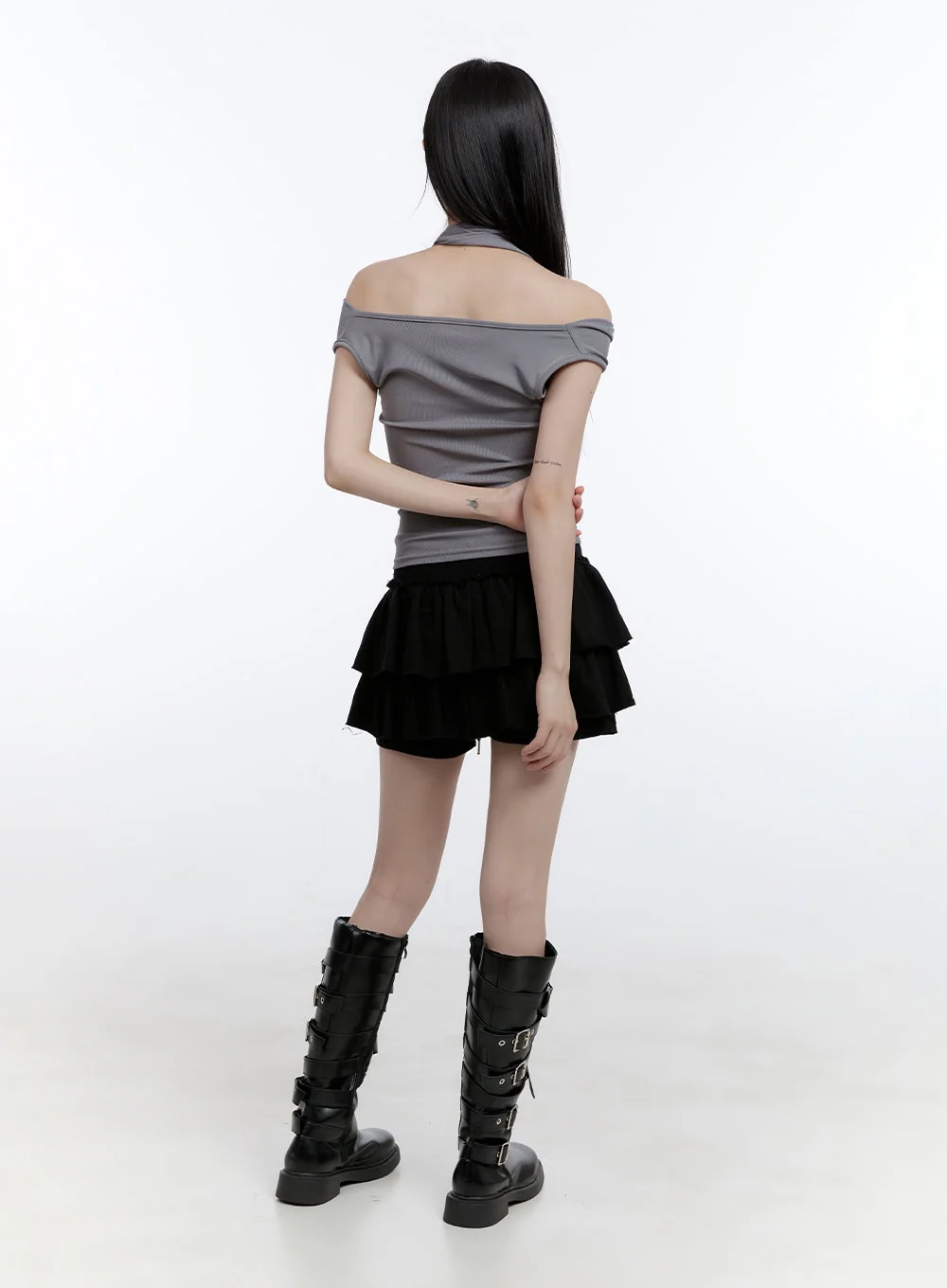 Ruffle Banded Cotton Mini Skirt CG412 - Image 4