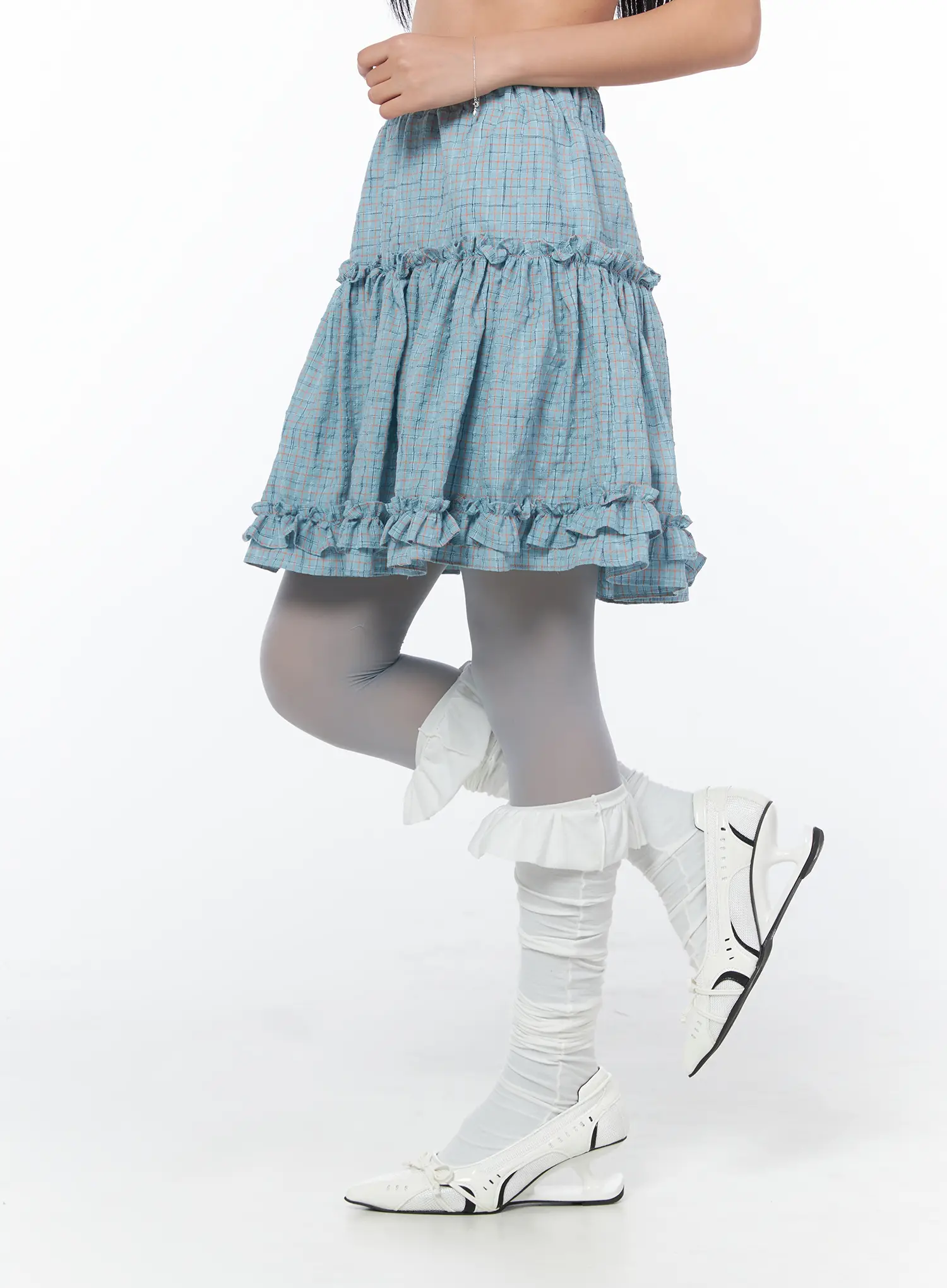Ruffle Frill Midi Jean Skirt CY513 - Image 3