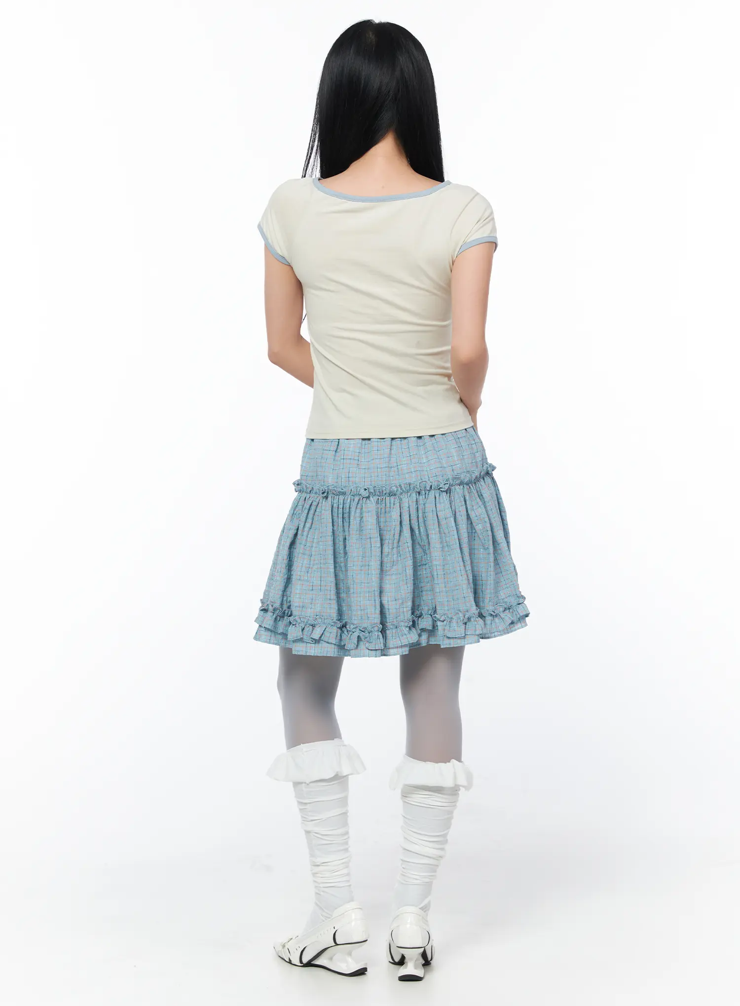 Ruffle Frill Midi Jean Skirt CY513 - Image 7