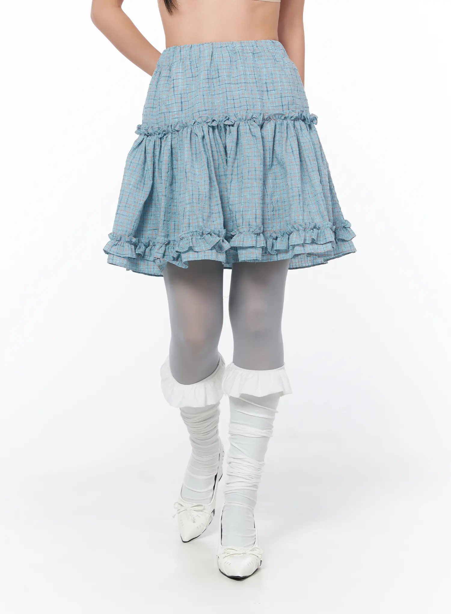 Ruffle Frill Midi Jean Skirt CY513 - Image 9