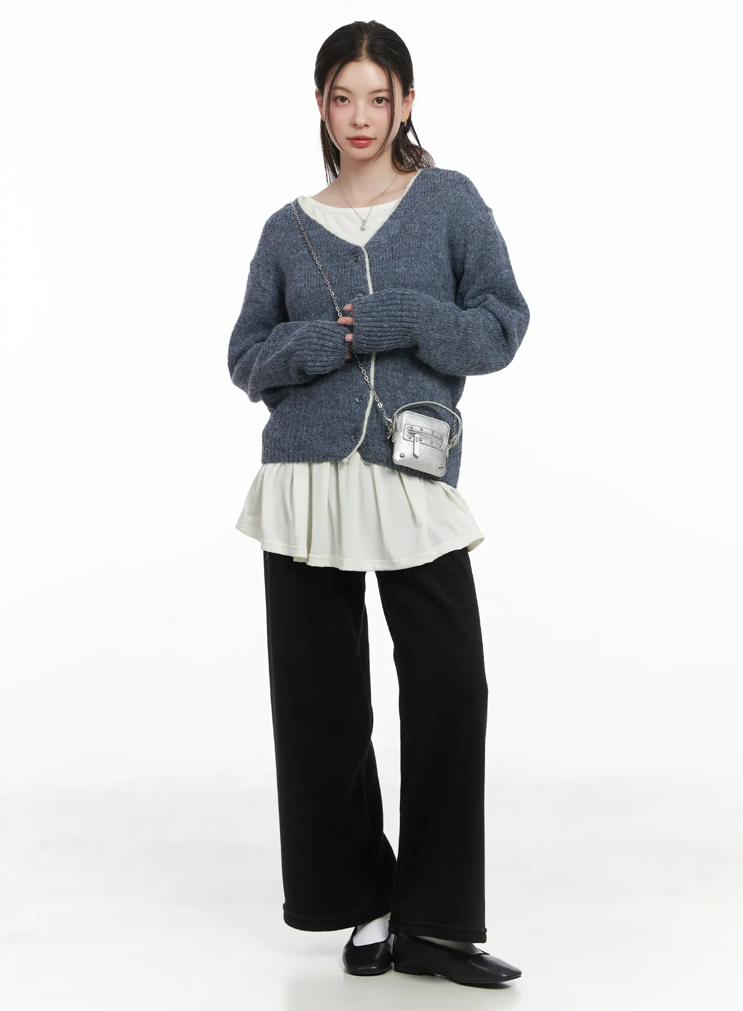 Ruffle Hem Loose Long Sleeve Top CJ506 - Image 7
