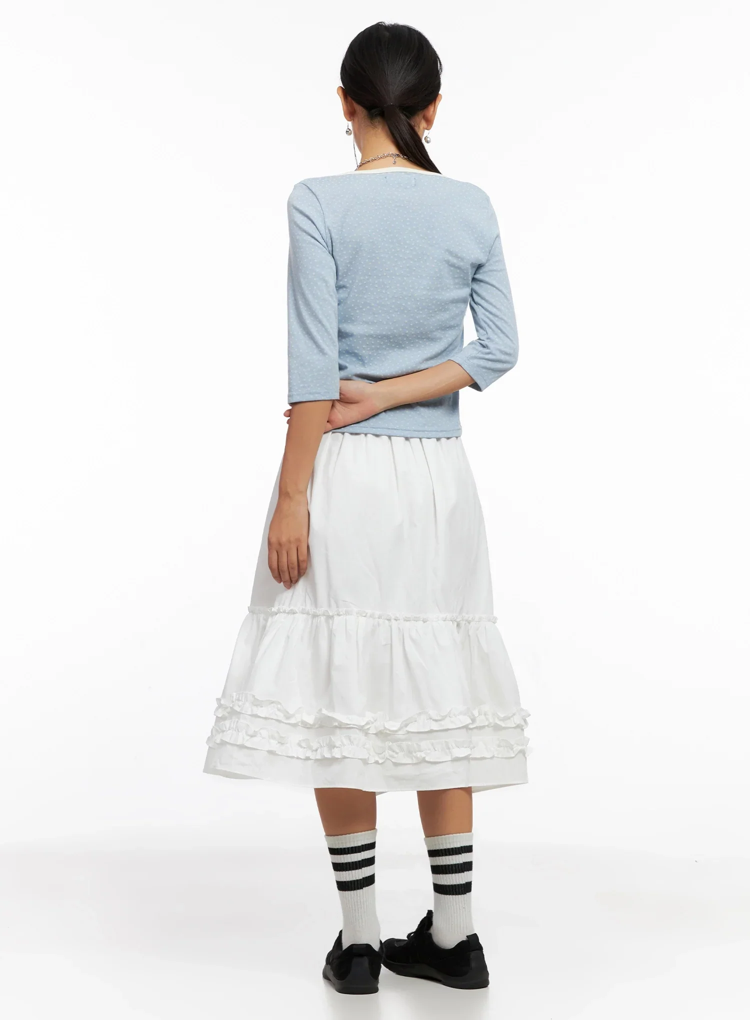 Ruffle Layered Midi Skirt IG527 - Image 12