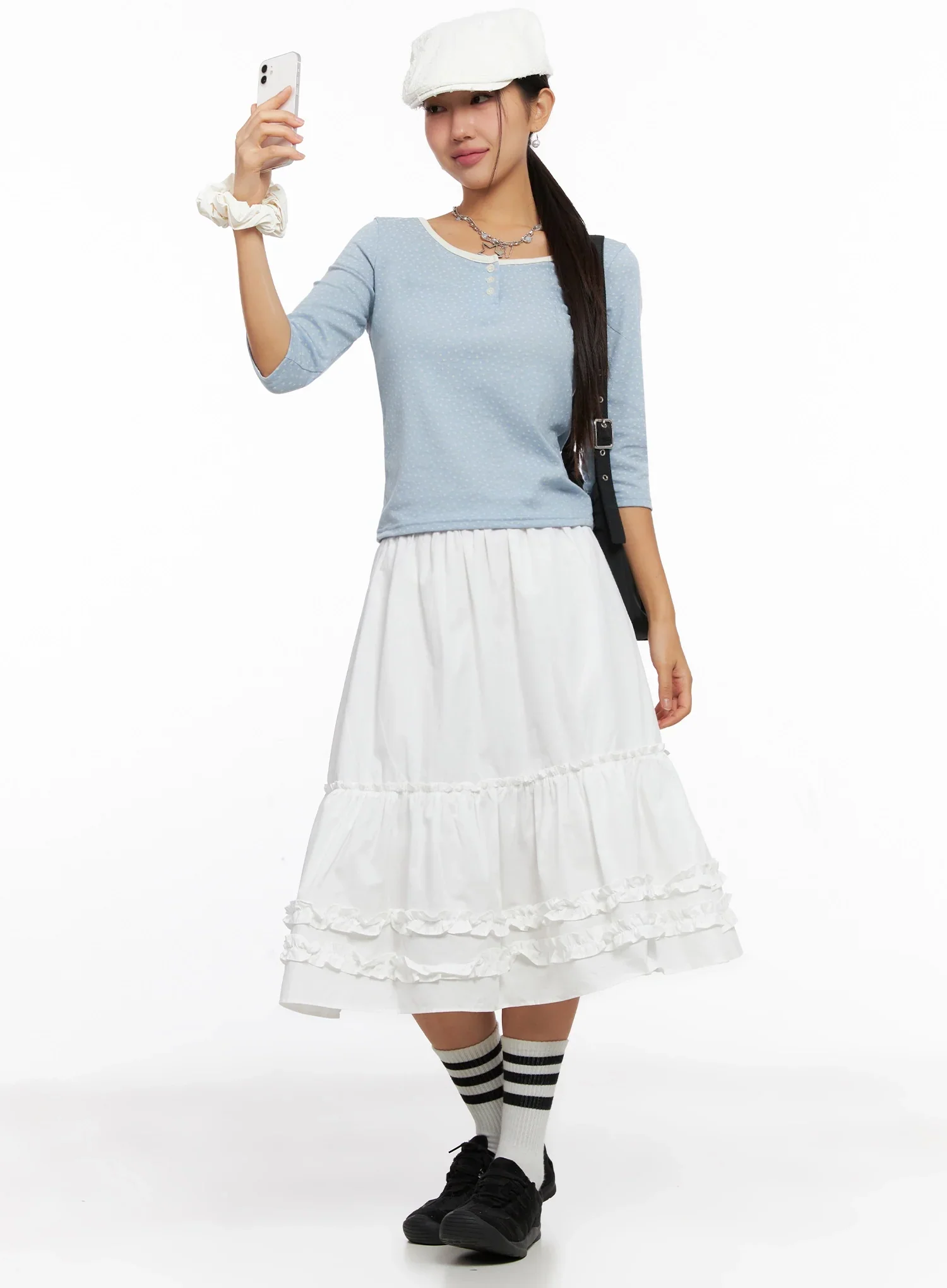 Ruffle Layered Midi Skirt IG527 - Image 13