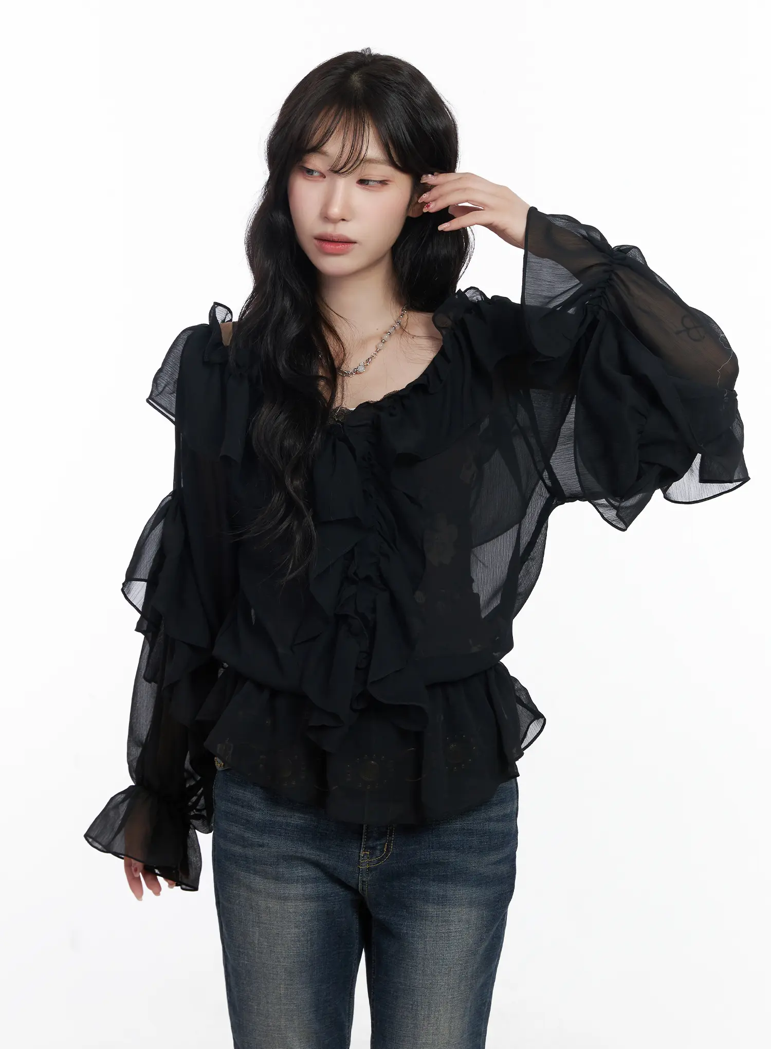 Ruffle Long Sleeve Blouse CJ527 - Image 12