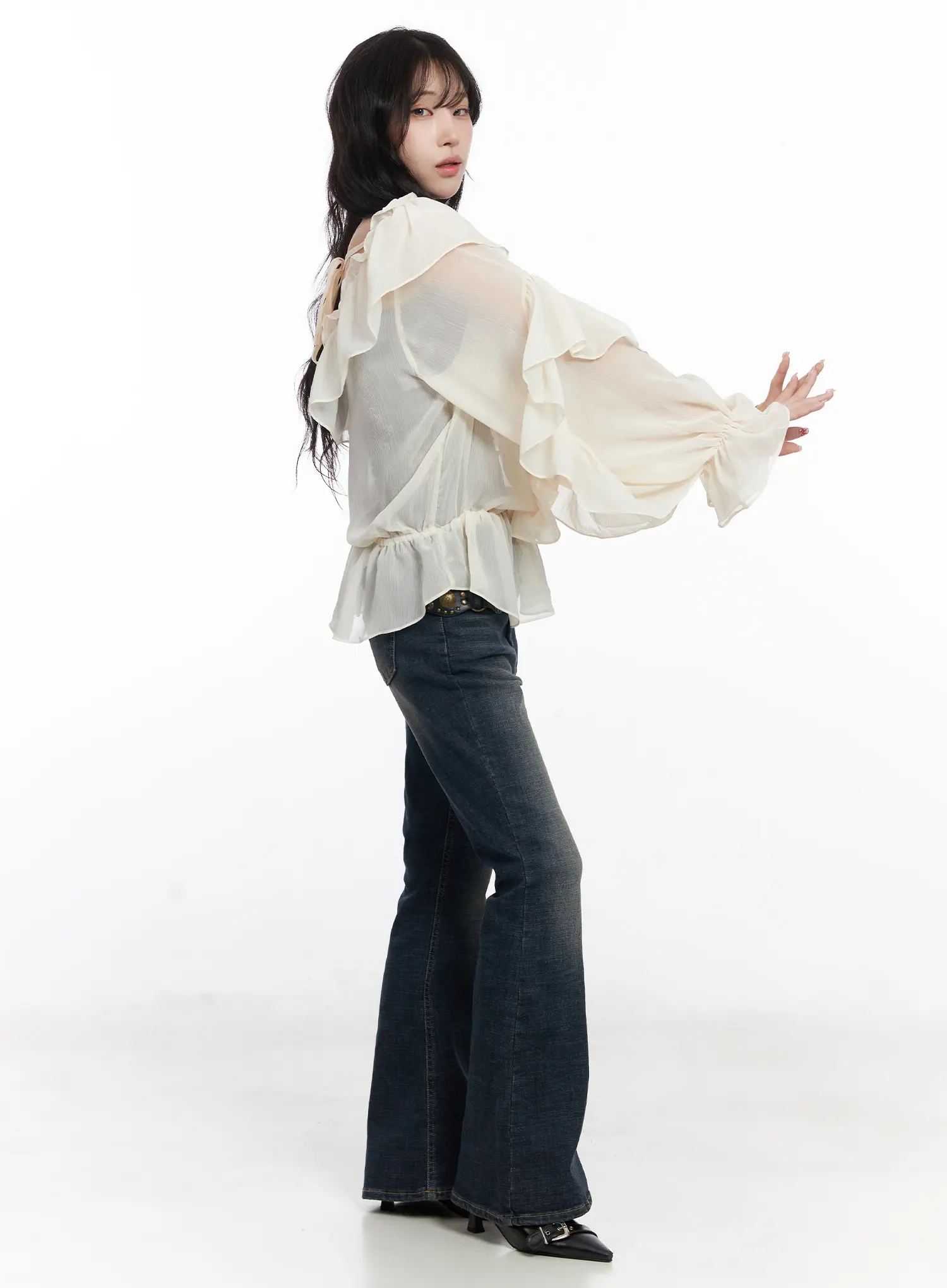 Ruffle Long Sleeve Blouse CJ527 - Image 4